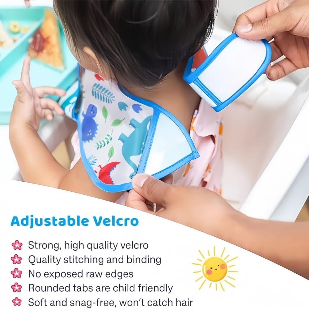 Baby bibs Waterproof Toddler bib - Feeding bib with Pocket for Infant Boy Girl Washable 6-36M