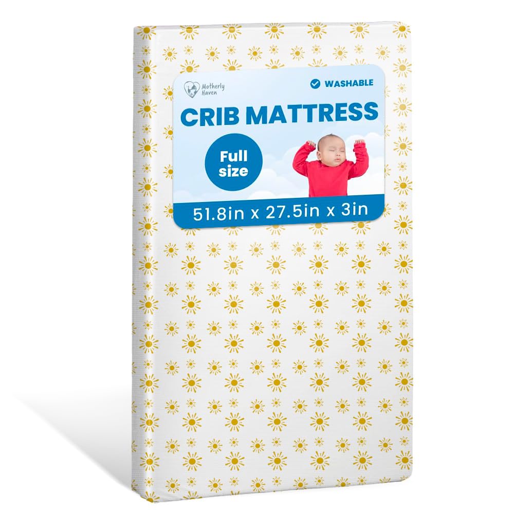 Breathable Crib Mattress, Washable High Rebound Foam for Baby Cribs, Fits Standard Toddler Beds, Full Size (51.8" L x 27.5" W x 3" H), Sunshine Design