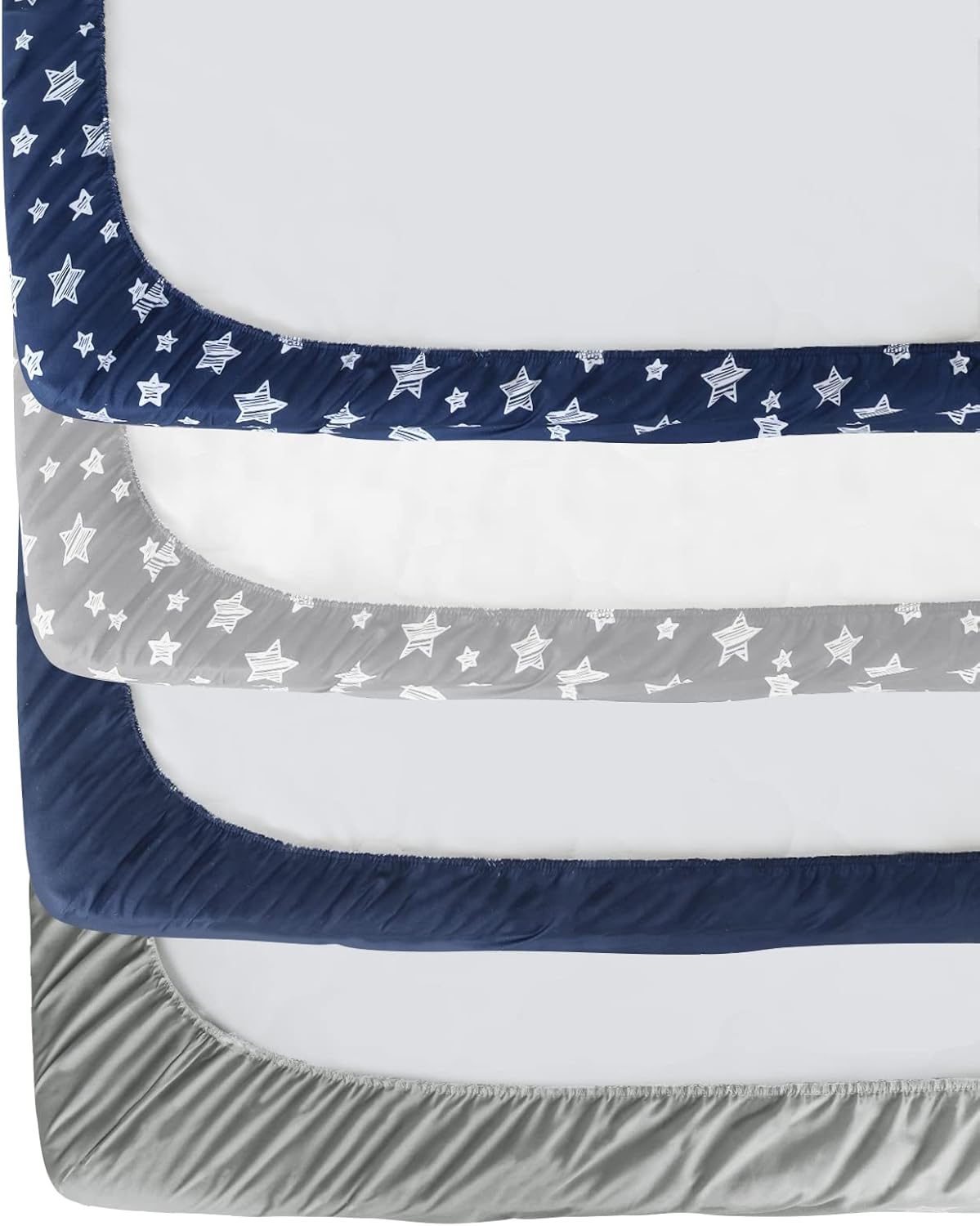 Crib Sheets for Boys or Girls 4 Pack, Fitted Crib Sheet for Standard Size Crib and Toddler Mattresses, Soft and Breathable Material, Navy