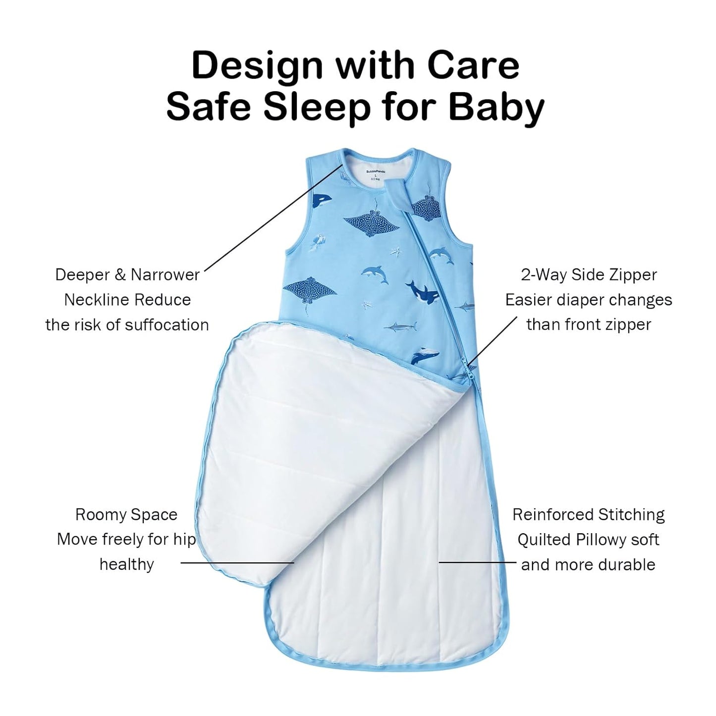 BubblePanda Rayon Made from Bamboo Sleep Sack 18-24 Months 0.5 Tog Soft Lightweight Toddler Sleep Sack 2t for Babies 2-Way Zipper Wearable Blanket Baby 18 Months