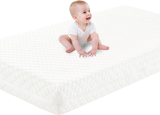 Crib Mattress, Dual-Sided Breathable Baby and Toddler Memory Foam Mattress with Removable and Washable Cover, 100% Knitted Fabric, Fits Standard Cribs and Toddler Beds, 52" x 28" x 5"