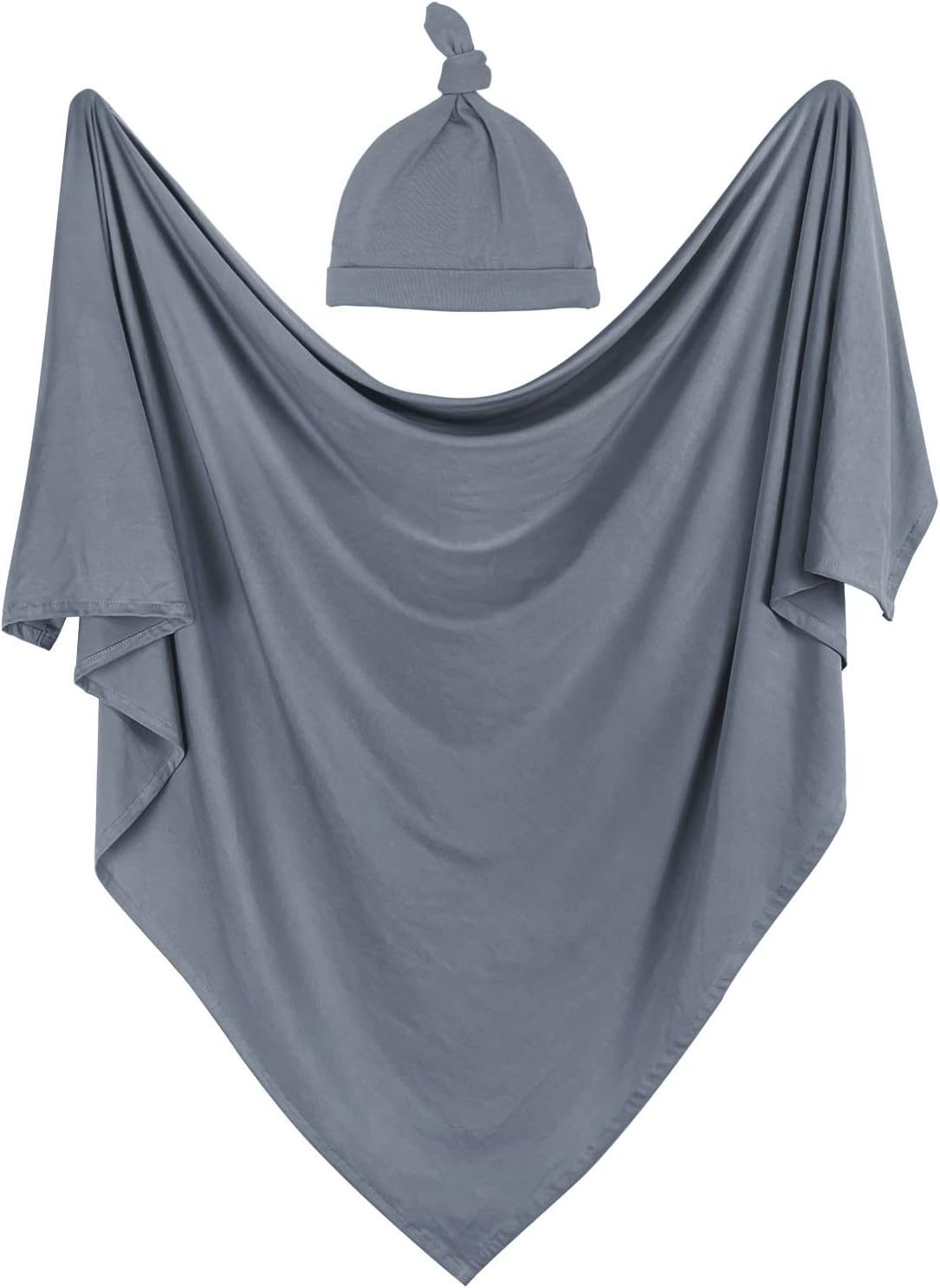 OWLOWLA Swaddle Blanket and Hat Set Newborn Swaddle Wrap Baby Receiving Blanket for Baby Boys Girls(Dim Gray)
