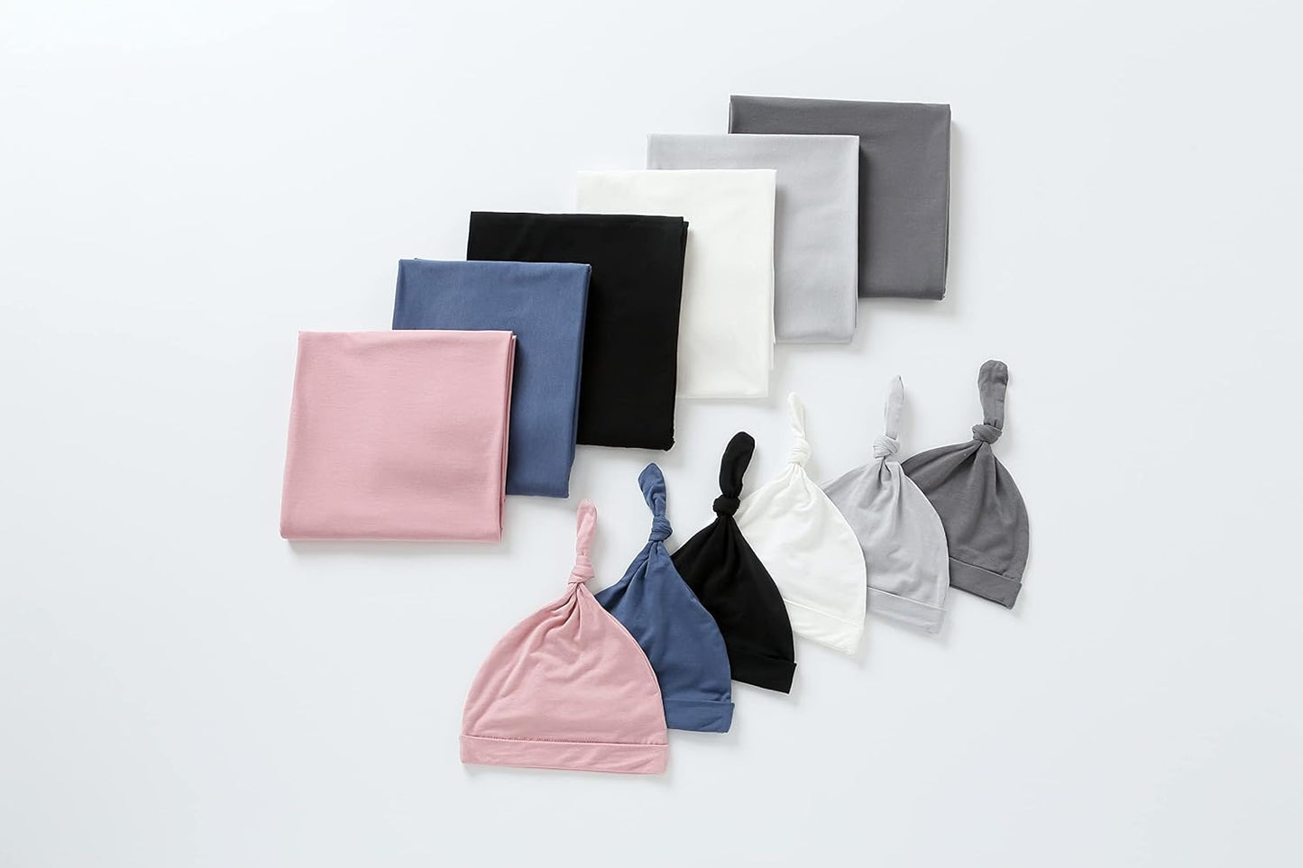 iEvolve Cotton Knitted Baby Swaddle Blanket with Hat Headband Set Newborn Swaddle Wrap Receiving Blankets for Baby Girl Boy 35" x 35"(Pink)