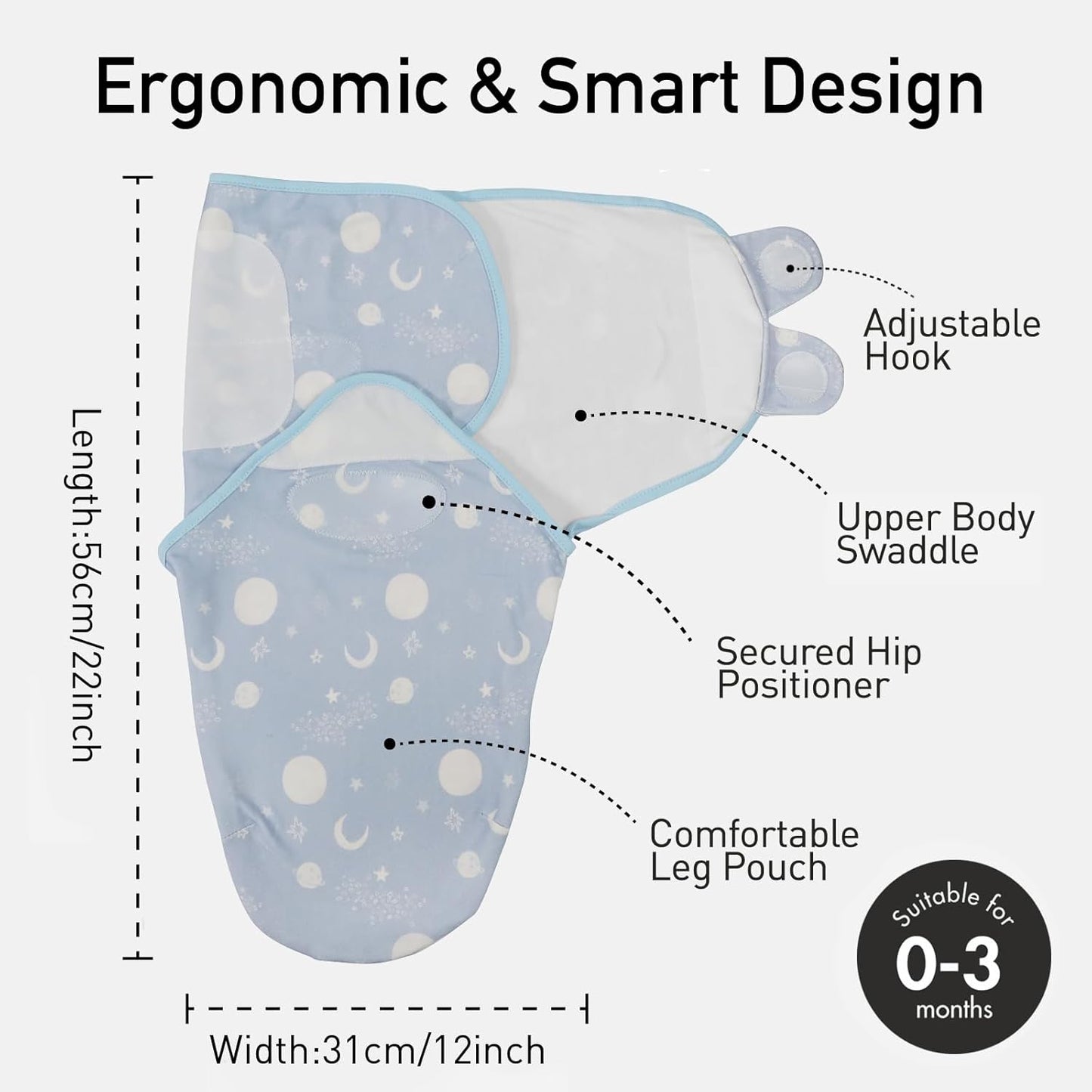 GLLQUEN BABY Swaddles for Babies Boys and Girls - Newborn Swaddle Sack 3 Pack, Baby Swaddle 0-3 Months, Soft Sleep Sack, Blanket Wrap, Space & World, Baby Essentials