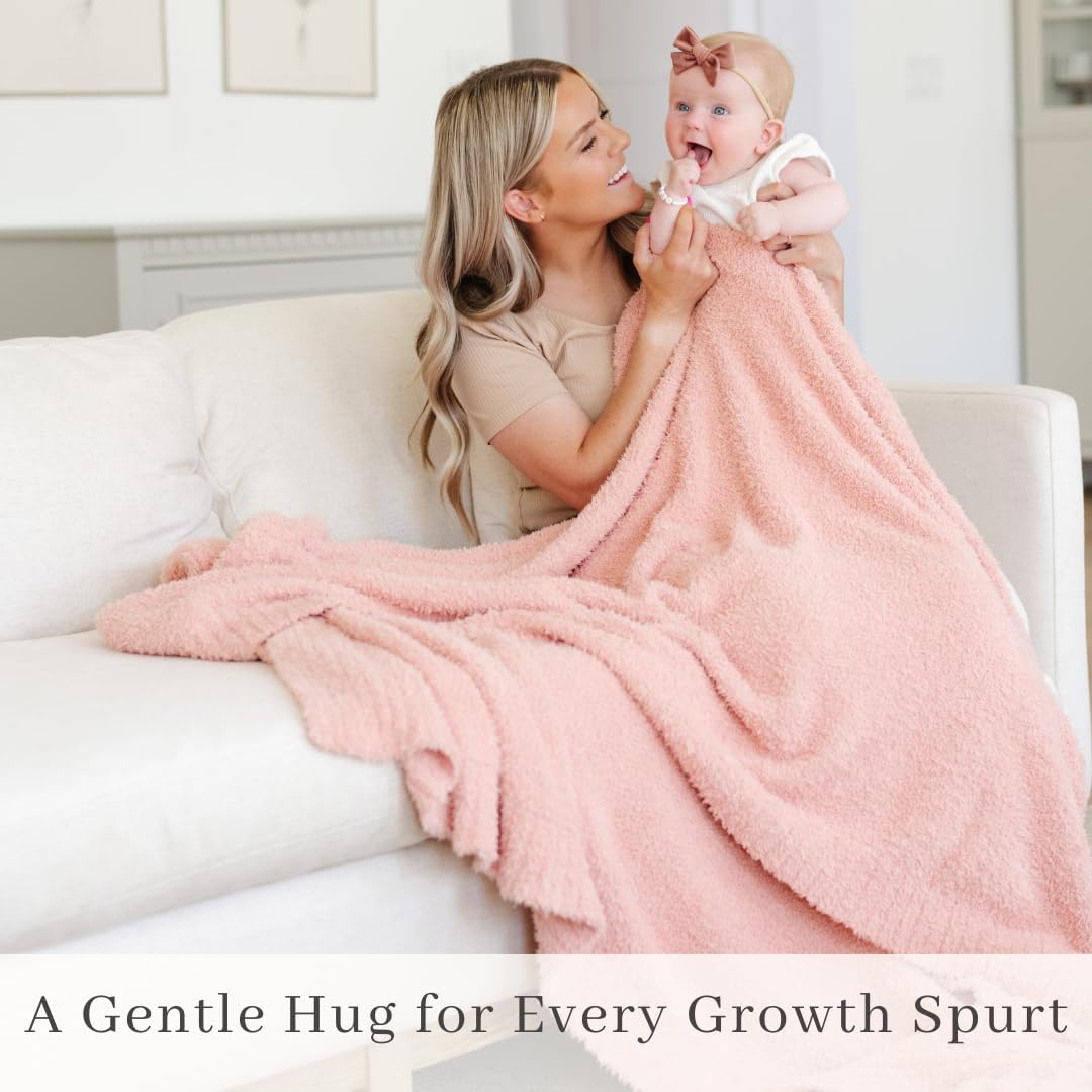 SARANONI Bamboni Luxury Baby Blanket | Plush Blanket for Infant Boys & Girls | Receiving Blanket 30” x 40” | Peach