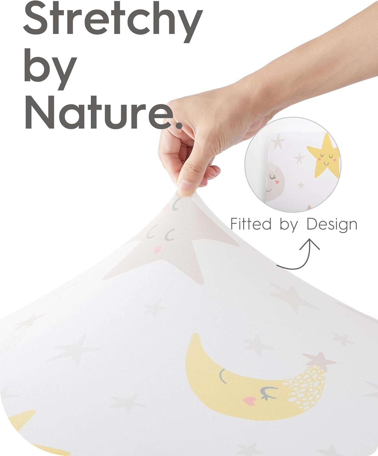 Cloud-Like Soft Pack N Play Sheets - Compatible with Graco, 4moms, Dream On Me, Baby Trend and Other 27 X 39/24 X 38 Inch Playard Mattress Pad, Jersey Knit Cotton, 2 Pack (Planet & Moon)