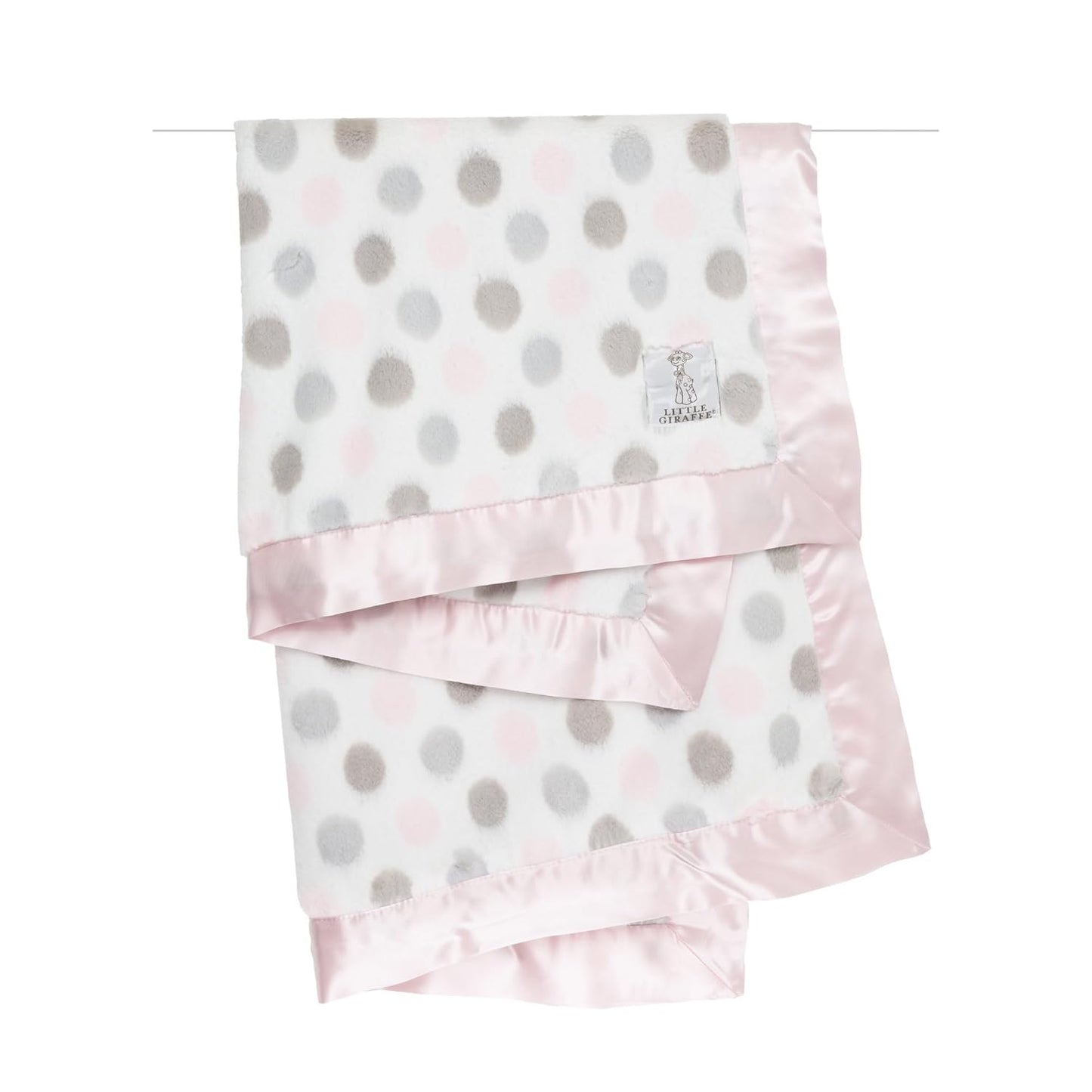 Little Giraffe Baby Blanket - Luxe Soft Blanket with Satin Trim - Baby Stroller Blanket - Newborn Baby Essentials & Baby Gifts - 29"x35" - Dot Pink