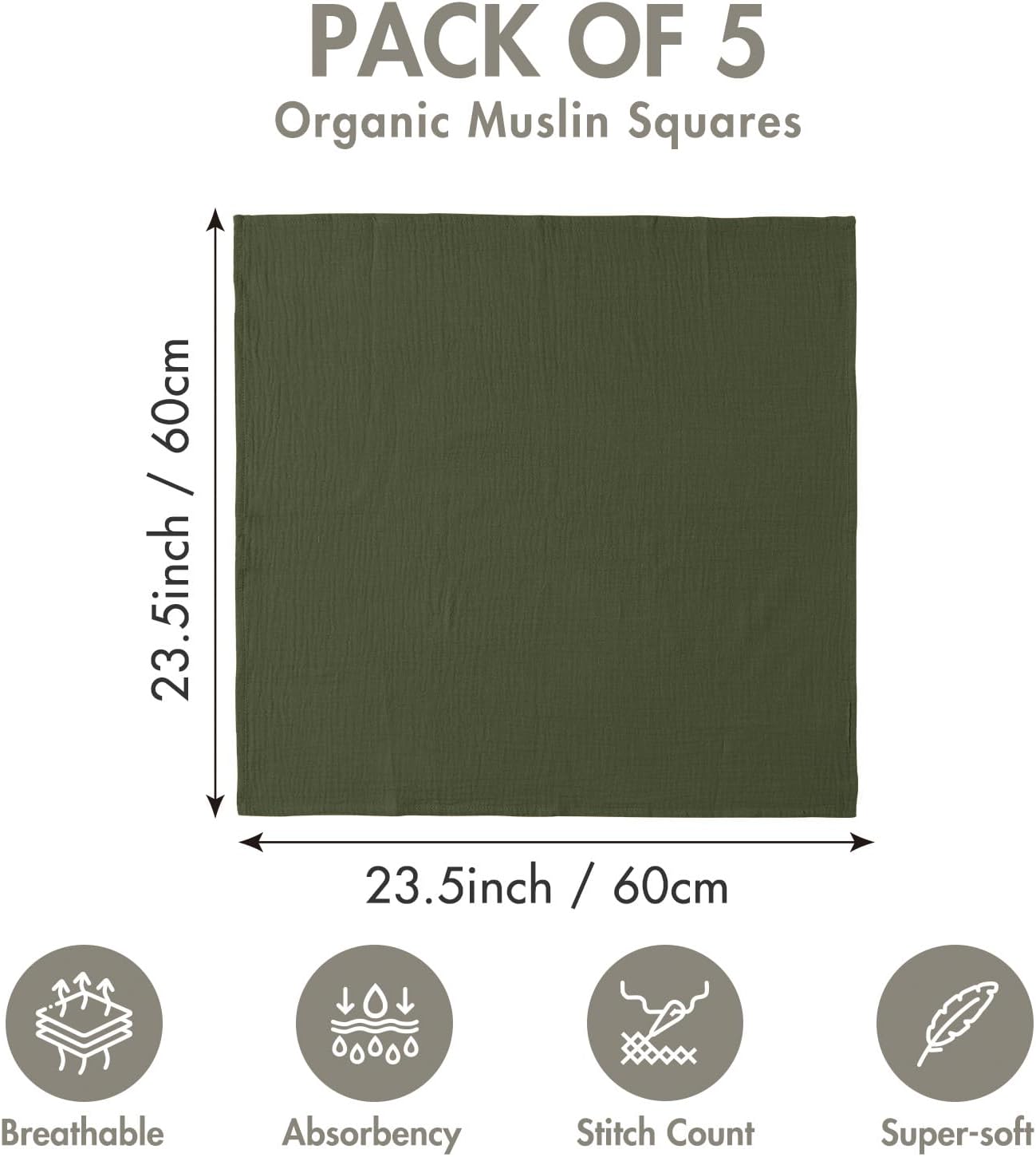 Muslin Receiving Blankets, Neutral Blanket Swaddling for Newborn Boys and Girls, 5 Pack Breathable and Skin-Friendly Swaddle Wrap for Infant Baby (Bright Leaves)