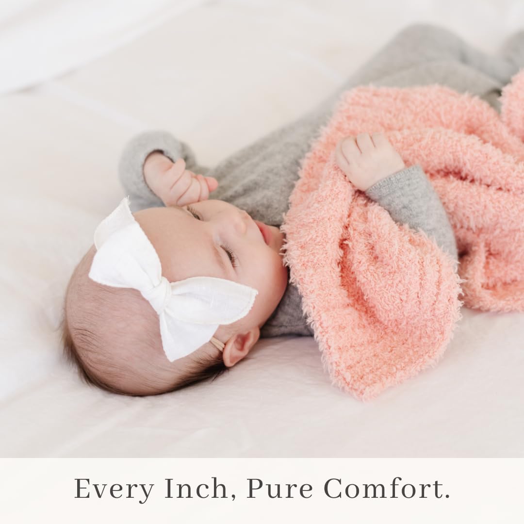 SARANONI Bamboni Luxury Baby Blanket | Plush Blanket for Infant Boys & Girls | Receiving Blanket 30” x 40” | Peach