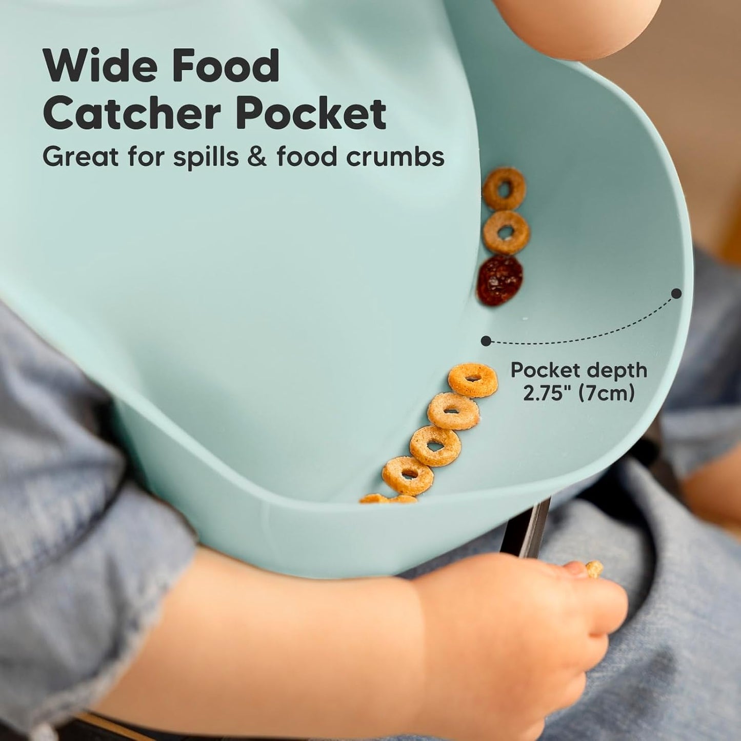 KeaBabies 2-Pack Silicone Baby Bibs for Eating - Sturdy Food-Grade Silicone Bibs for Babies Girl, Boy, Large Food Catcher, Clean & Put On Easily, Waterproof Toddler Feeding Essentials(Pastel Sky)