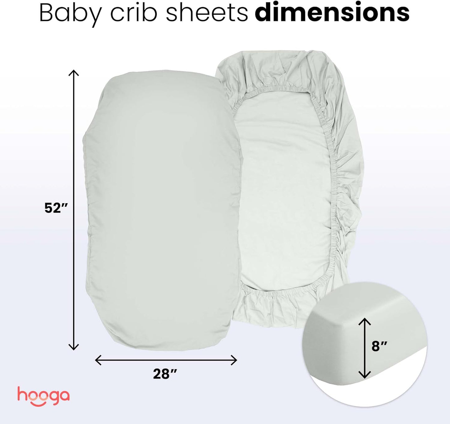Hooga Grounding Crib Sheet, Organic Fitted Grounded Sheet for Baby Crib, Earth Connected Bedding (52”x28”x8”) Pure Silver Fiber and Cotton, Grounding Cord Included. Off White