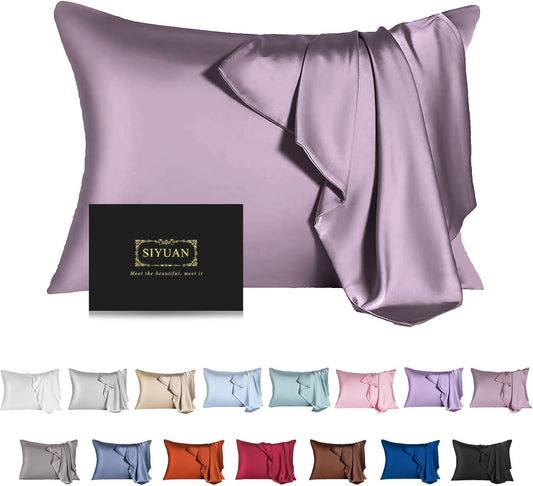 Mulberry Silk Pillowcase for Hair and Skin,Cooling Silk Pillow Case with Hidden Zipper,Allergen Proof Dual Sides Soft Breathable Smooth Silk Pillow Cover for Women (Pink Purple,Standard)