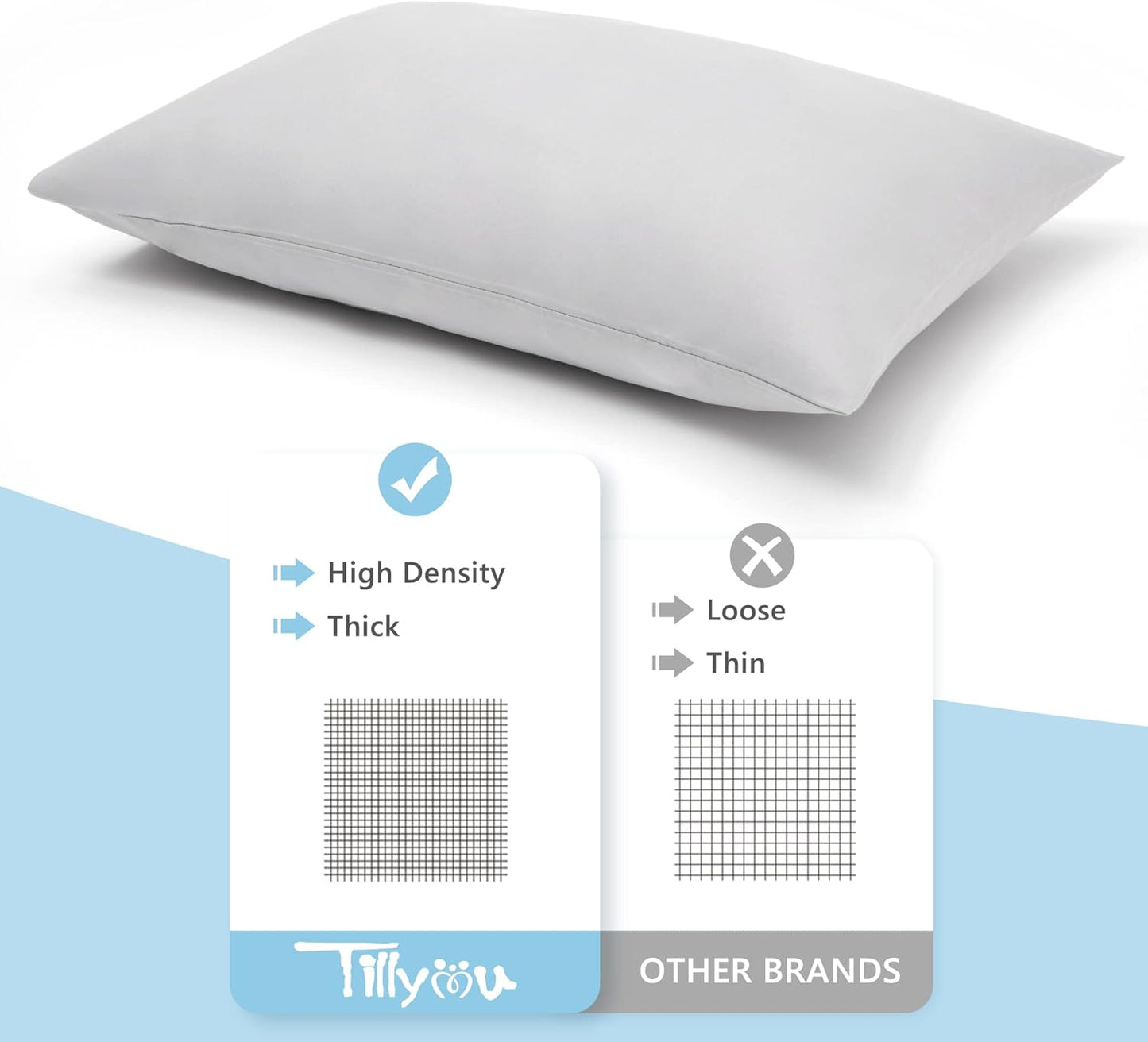 TILLYOU Toddler Pillowcase 2 Pack with Envelope Closure,13" x 18" Silky Soft Microfiber Travel Pillow Case Kids Pillowcases for Boys and Girls,Gray
