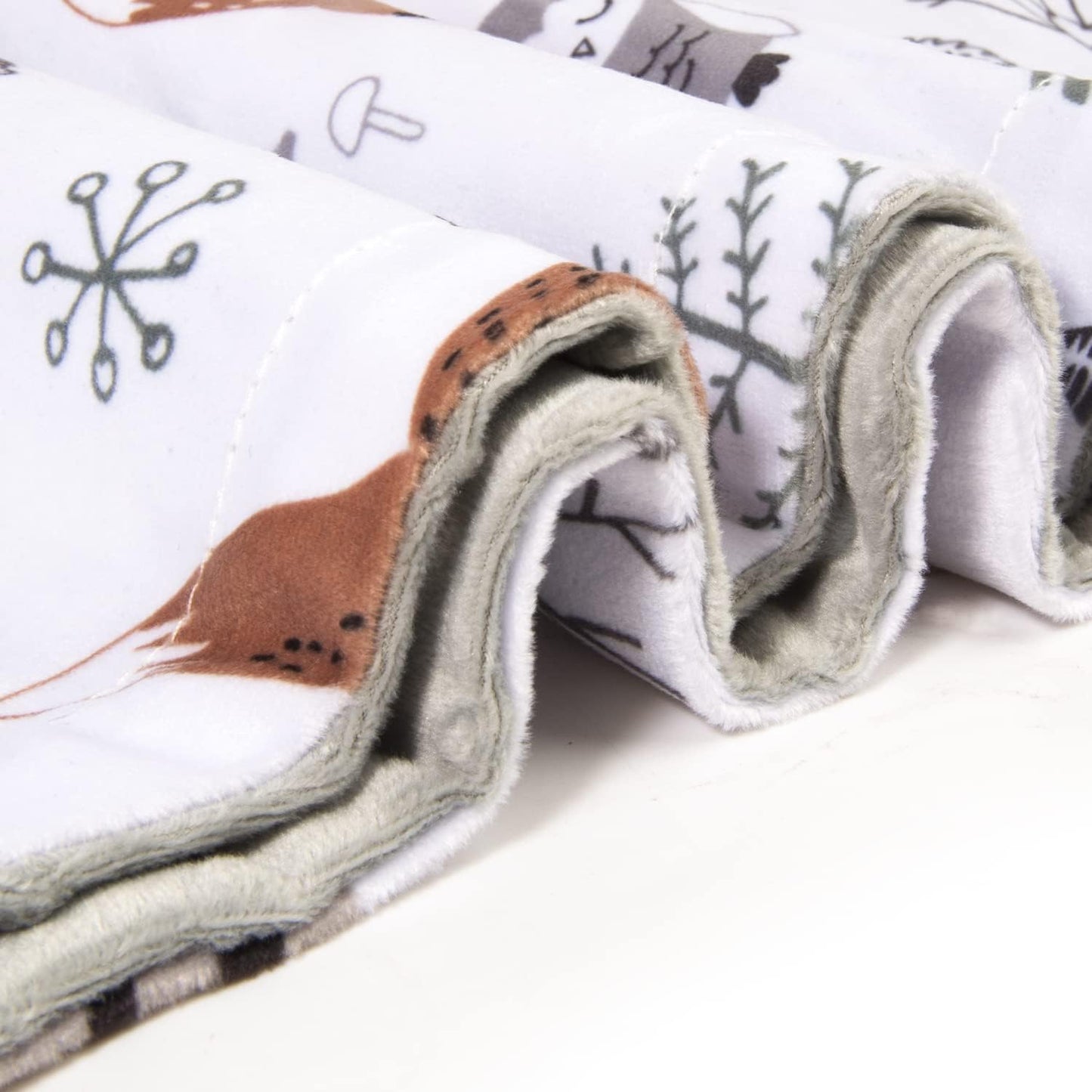 HOMRITAR Baby Blanket for Boys Girls Soft Plush Minky Blanket with Double Layer Dotted Backing for Toddler with Forest Foxes Multicolor Printed 30 x 40 Inch (75 x 100 cm)