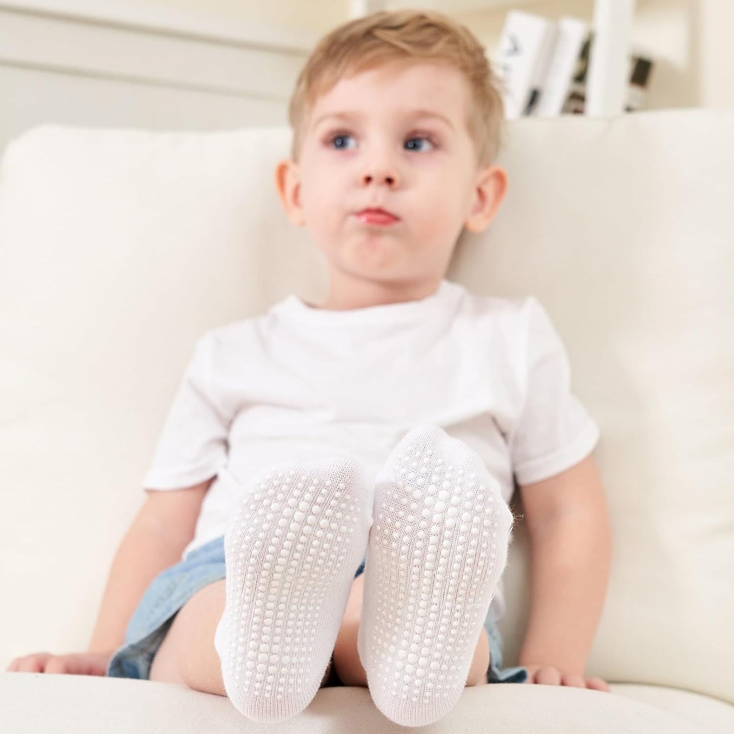 Zaples Baby Non Slip Grip Ankle Socks with Non Skid Soles for Infants Toddlers Kids Boys Girls