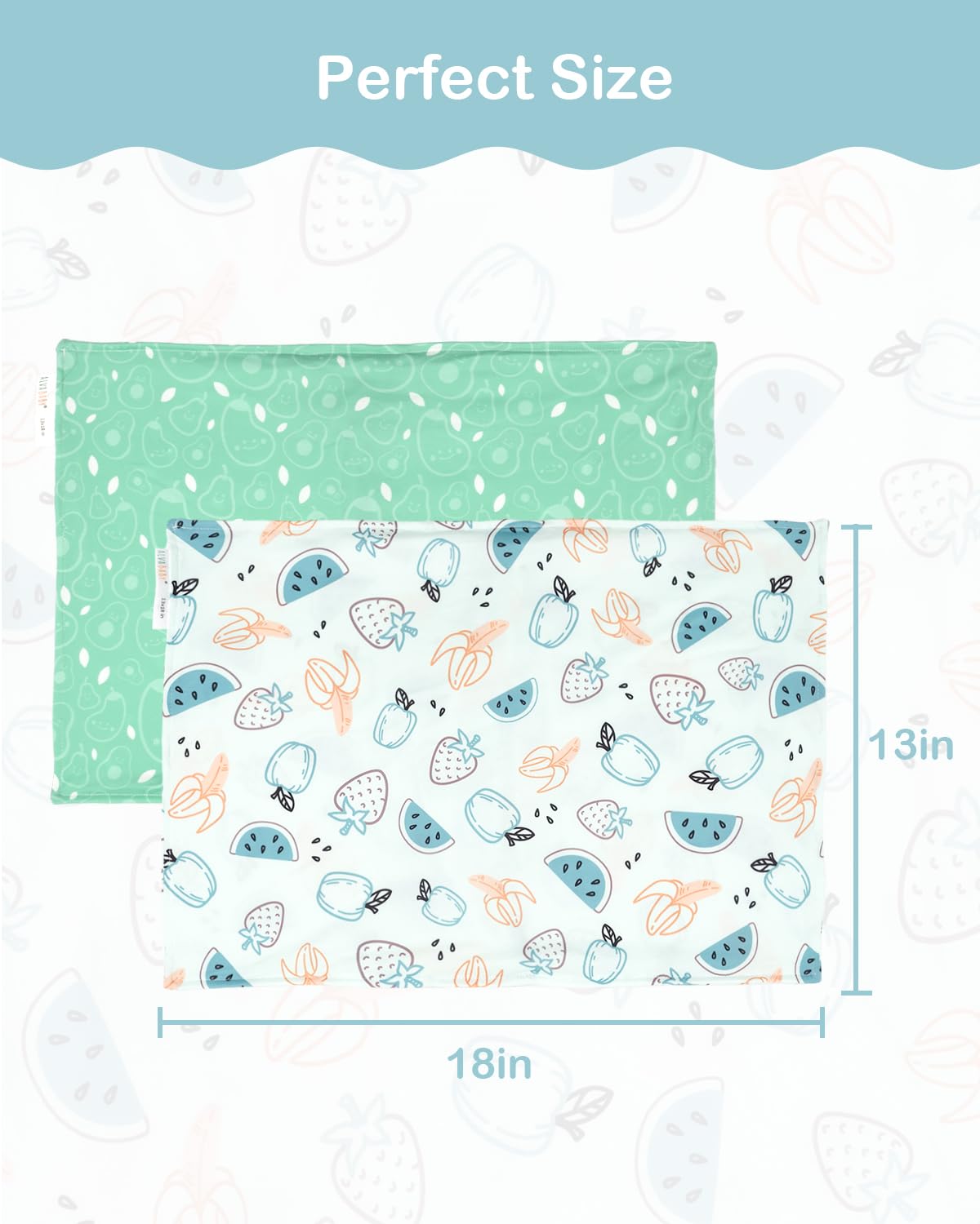 ALVABABY Toddler Pillowcases Stretchy Soft Kids Pillow Cover 2 Pack Fit 13"x 18" or 12"x16" Envelope for Girl Boy Sleepy Travel 2TPE33A