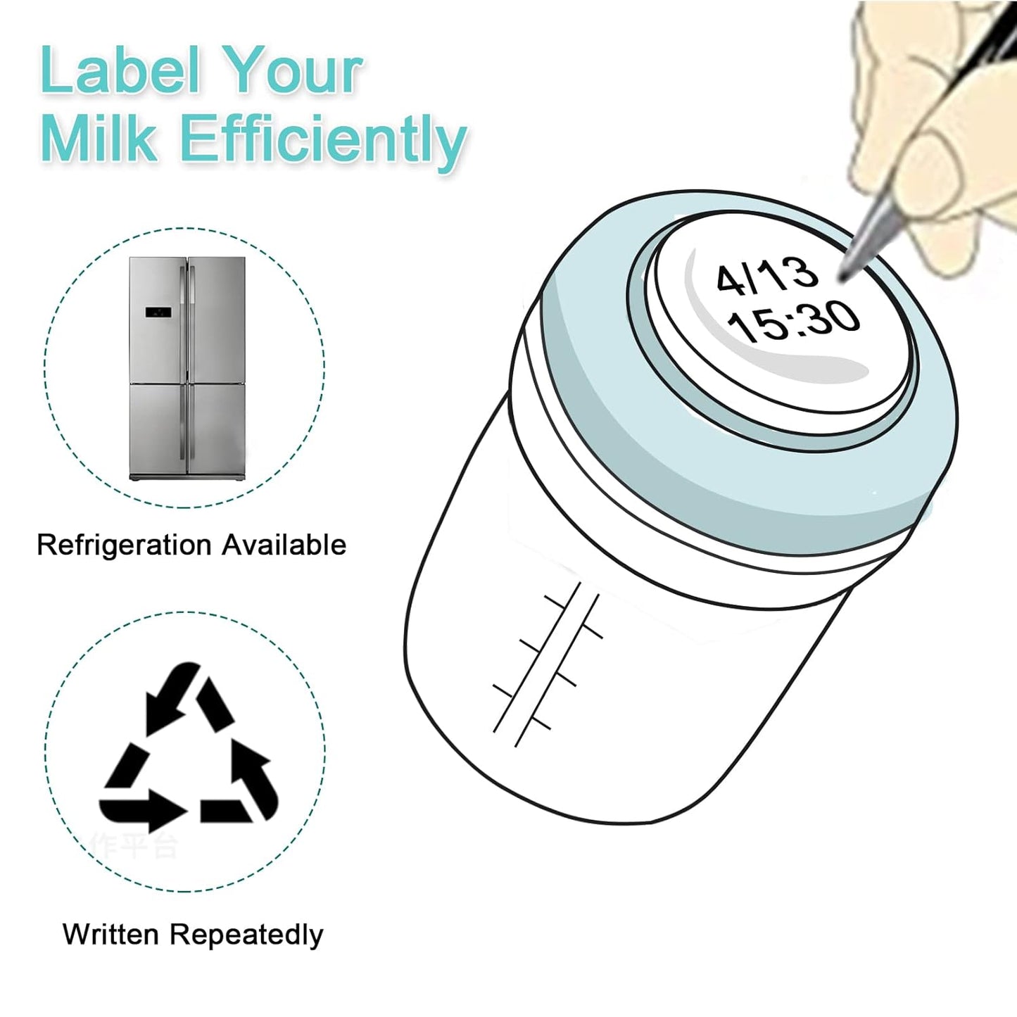 COMI Wide Neck Glass Breastmilk Collection n Storage Bottle, 6oz with Screw Ring Sealing Disk; Re-markable Sealing Disc. BPA Free, Fits Breast Pumps & Nipples (2 Pack Gray Lids)