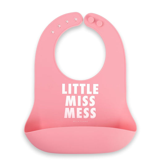 Bella Tunno Baby Bib for Eating, Waterproof Silicone Bib with Large Food Catcher, Adjustable Fit for Babies 4-12 months & Toddlers 1-3 Years, Boys & Girls, Little Miss Mess