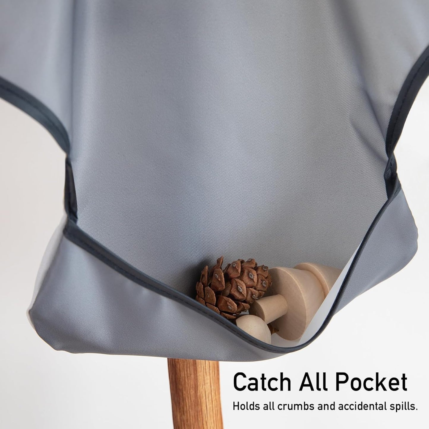 Mess Proof Baby Bib 3 Pack, Waterproof Led Weaning Baby Feeding Bibs with Food Catcher, Travel Feeding Bibs