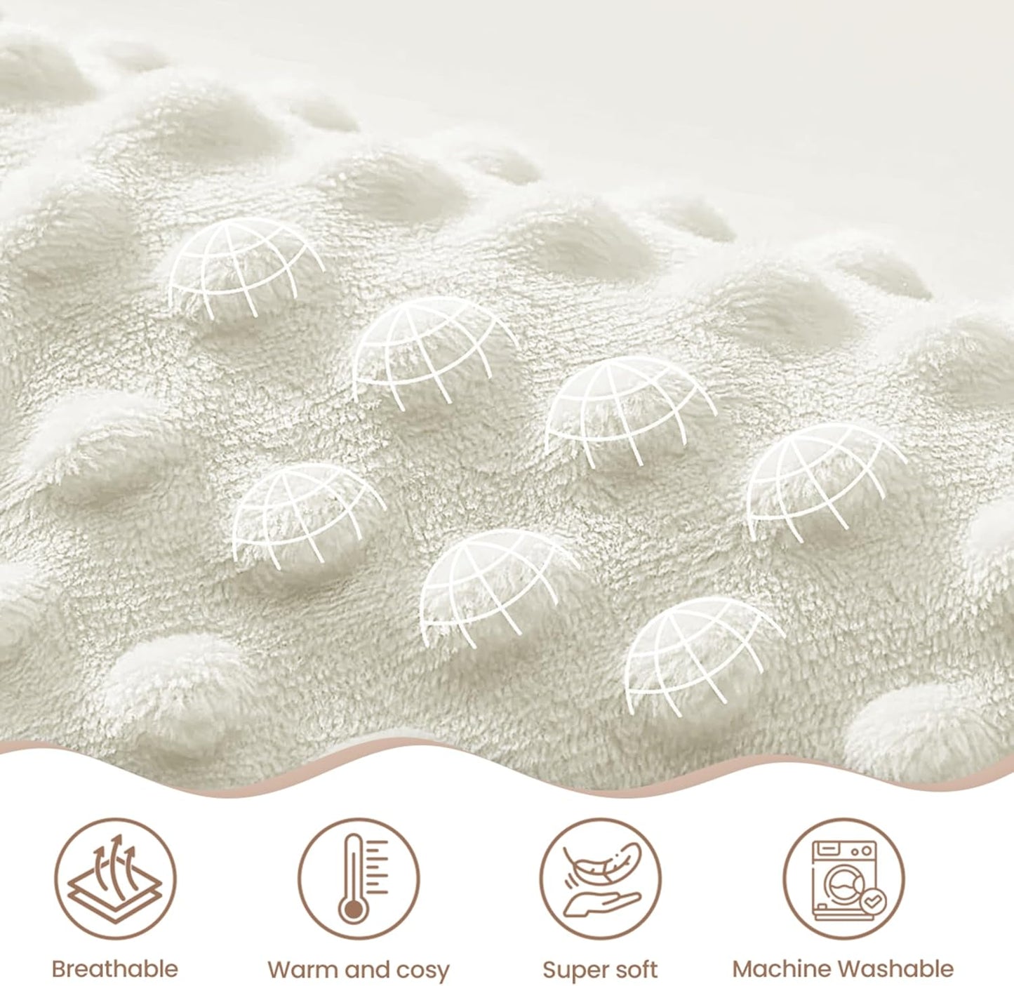 Bear Minky Baby Blanket 30 x 40 Inches for Boys Girls, Soft Plush Receiving Blanket with Dotted Back, Gift for Toddler Newborn Infant Christmas Birthday Baby Shower