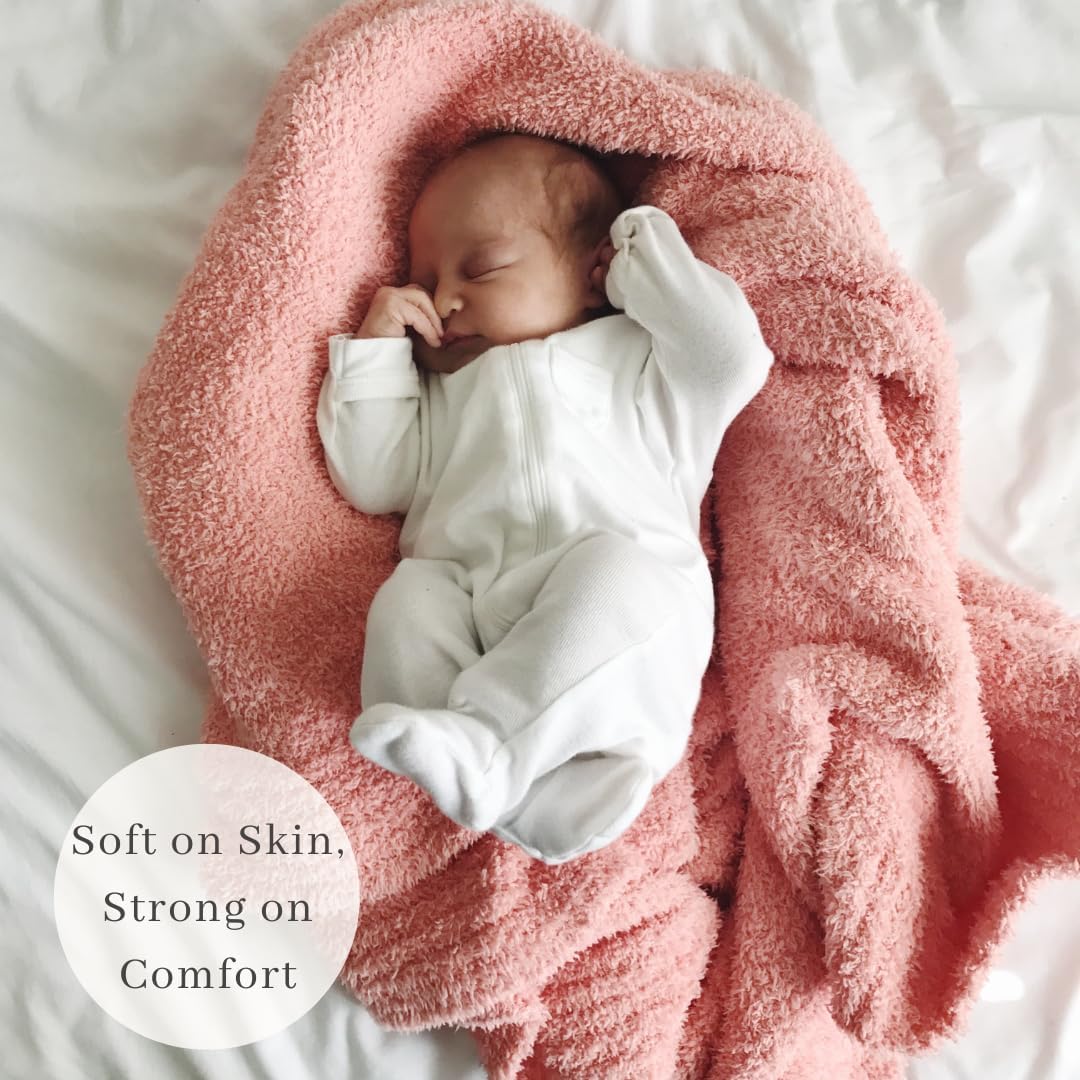 SARANONI Bamboni Luxury Baby Blanket | Plush Blanket for Infant Boys & Girls | Receiving Blanket 30” x 40” | Peach