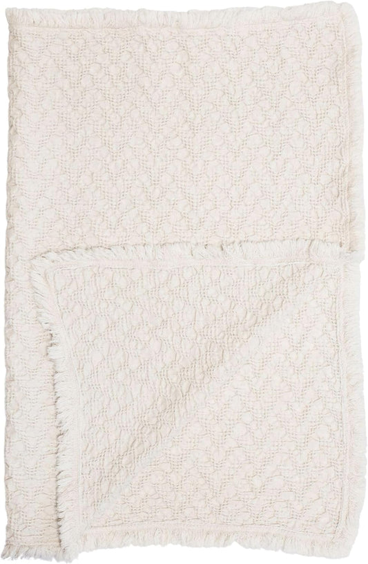 Crane Baby Oatmeal Boho Knit Blanket, Soft Cotton Nursery and Stroller Blanket, 100% Cotton, 30" x 40"