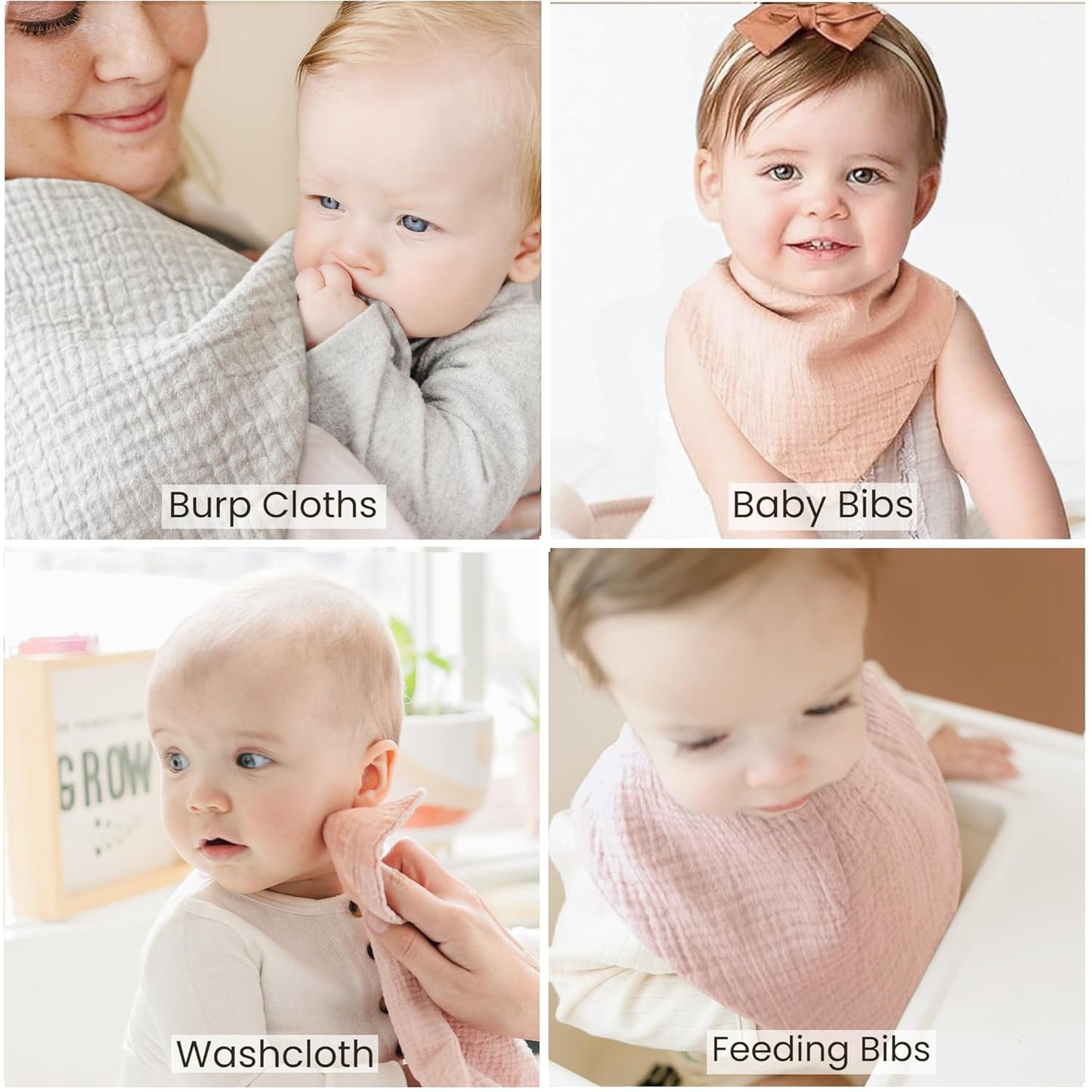 Konssy Muslin Baby Bibs 10 Pack Baby Bandana Drool Bibs 100% Cotton for Unisex Boys and Girls, Soft Absorbent Set for Teething and Drooling