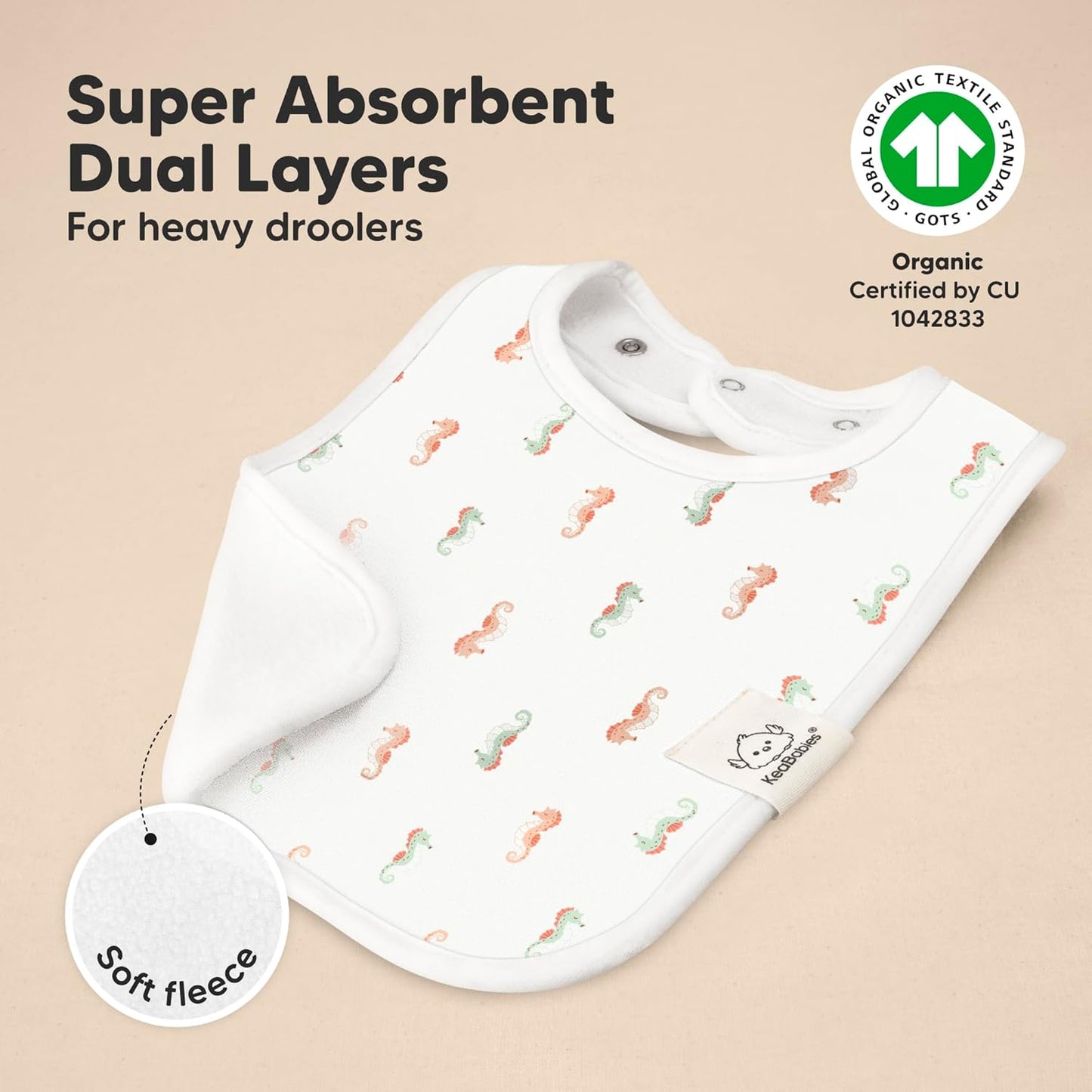 KeaBabies 8-Pack Organic Baby Bibs for Boys, Girls - Super Absorbent Cotton Drool Bibs for Baby Girl & Boy, Teething Toddler, Drooling Newborn, Ultra Soft & Machine Washable (Marine Muse)