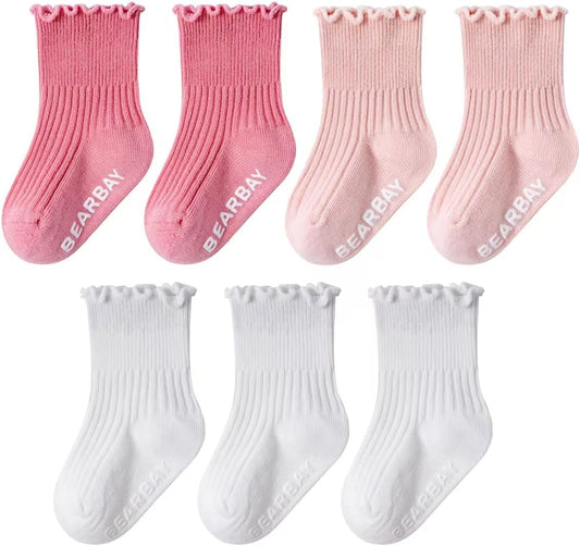 Baby Non Slip Ankle Socks with Grippers for 0 Months-7 Years Old Walking Socks