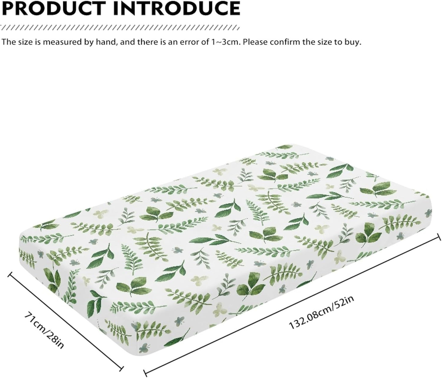 Lovely Green Flower Fitted Crib Sheet Plants Baby Crib Sheet Fit Standard Crib and Toddler Mattress,Crib Mattress Sheets for Boys Girls 28"x52"