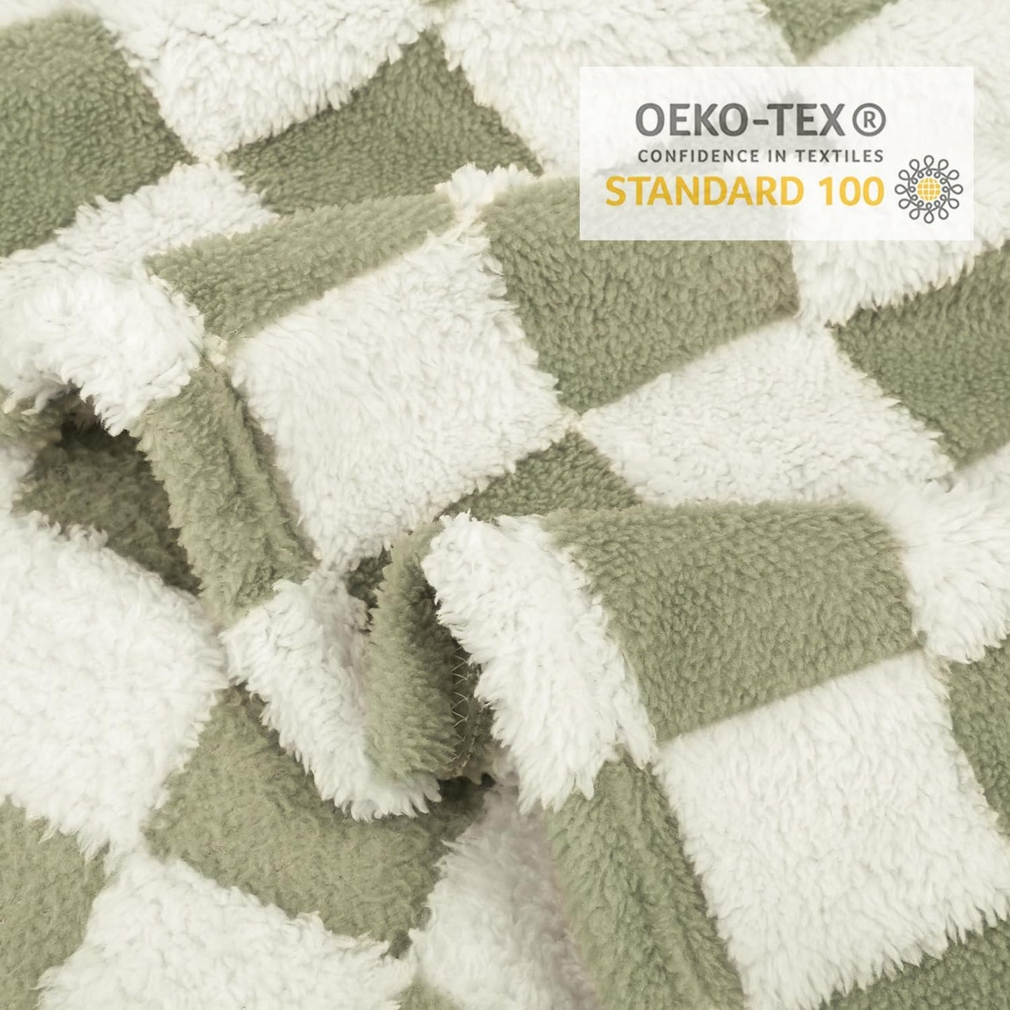 HOMRITAR Checkered Baby Blankets for Boys Girls Warm Cozy Reversible Toddler Blanket, Fluffy Fuzzy Plush Bed Blanket with Chessboard Grid Design 350GSM Mustard Green 30 x 40 Inch