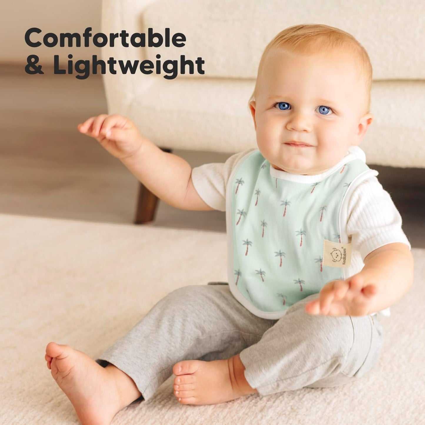 KeaBabies 8-Pack Organic Baby Bibs for Boys, Girls - Super Absorbent Cotton Drool Bibs for Baby Girl & Boy, Teething Toddler, Drooling Newborn, Ultra Soft & Machine Washable (Roarsome)