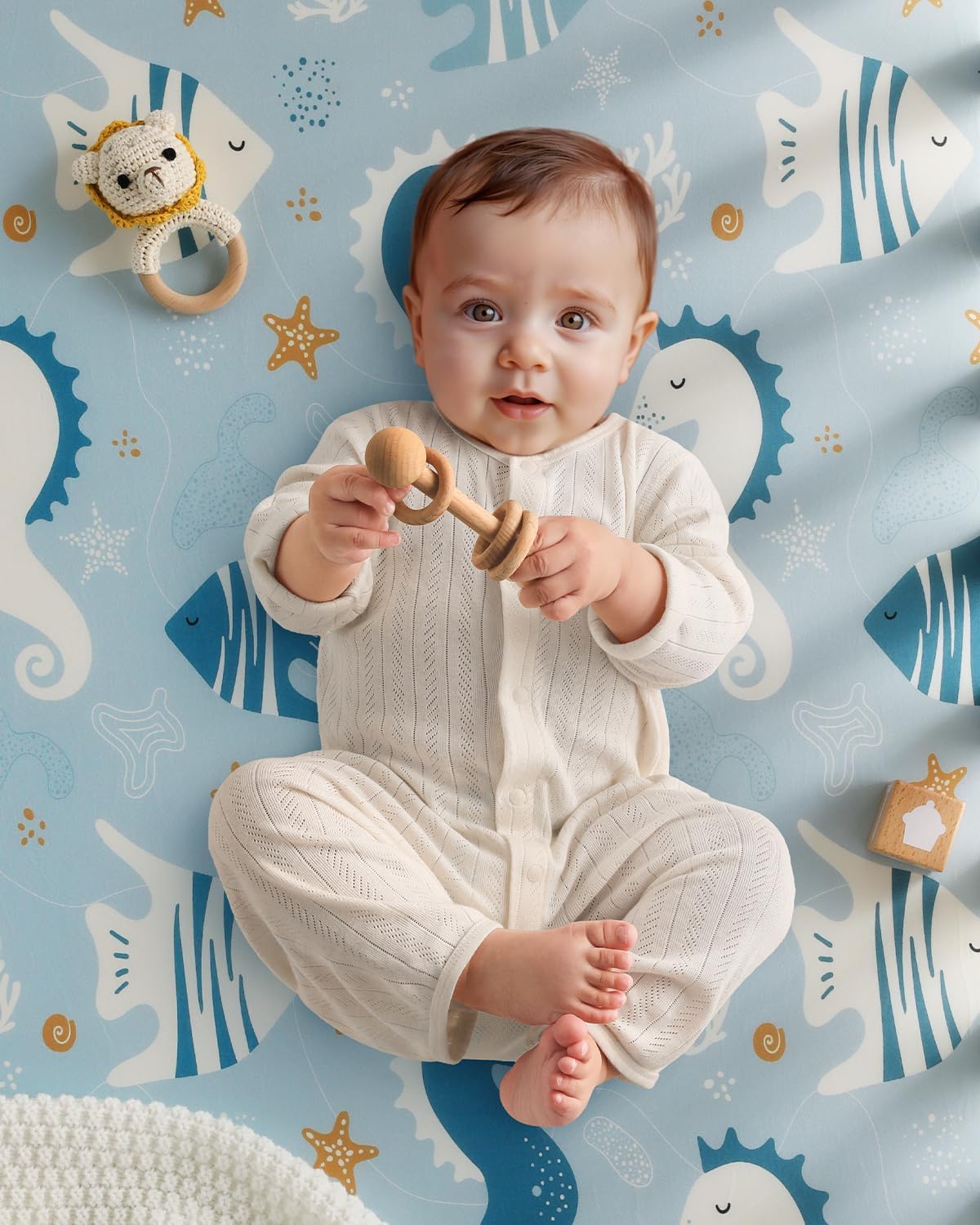 Yoofoss Baby Crib Sheets 2 Pack for Boys and Girls - 52x28 Fitted Crib Sheet Neutral Fits for Standard Crib and Toddler Mattress, Ultra Soft Breathable Microfiber Underwater World