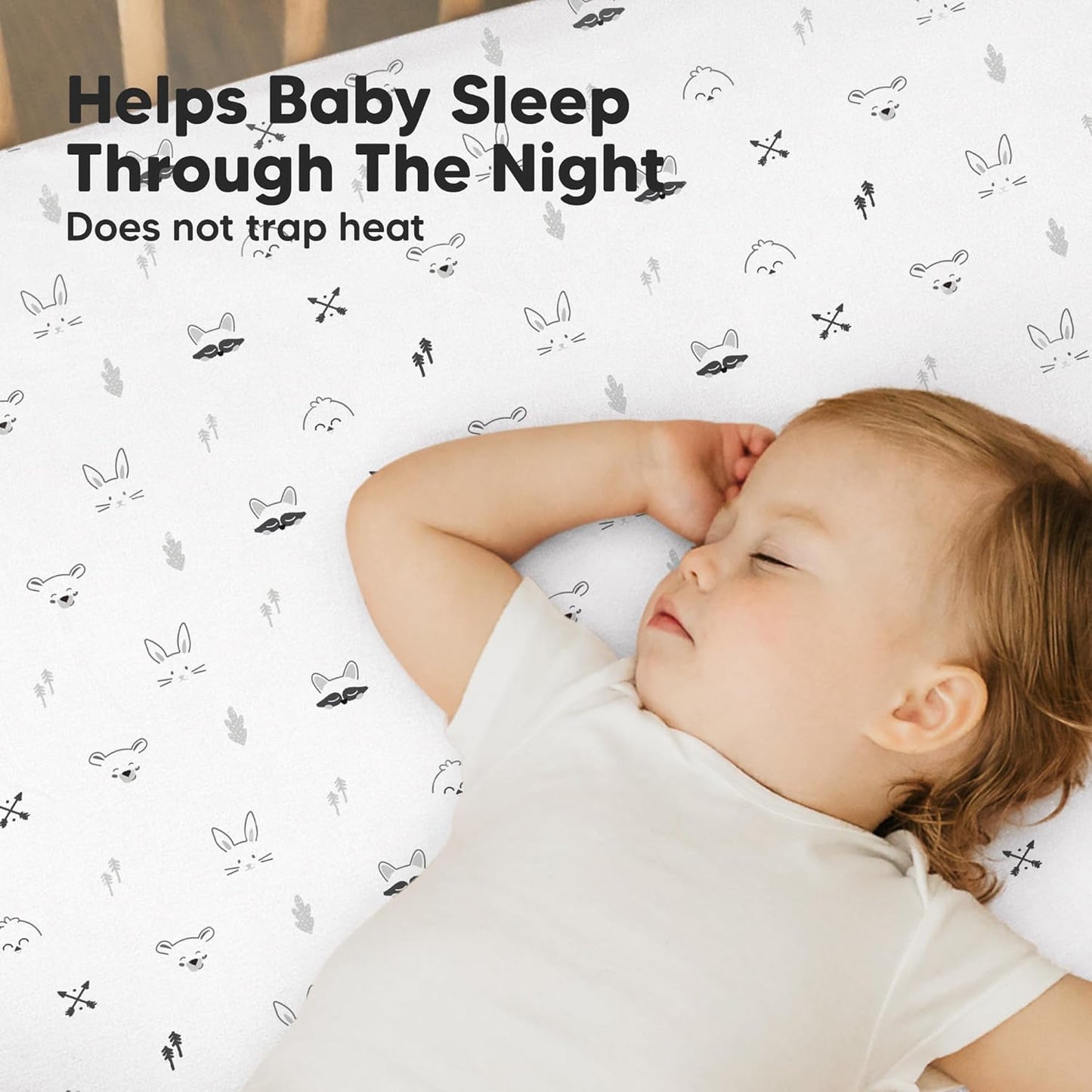 2-Pack Mini Crib Sheets Fitted - 38x26 Pack N Play Sheets for Pack and Play Mattress, Organic Cotton, Soft & Breathable Playard Bedding, Neutral Mini Toddler Bed Cover for Boys, Girls (Nordic)