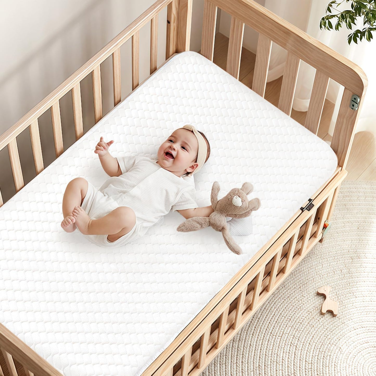 Crib Mattress, Dual-Sided Breathable Baby and Toddler Memory Foam Mattress with Removable and Washable Cover, 100% Knitted Fabric, Fits Standard Cribs and Toddler Beds, 52" x 28" x 5"