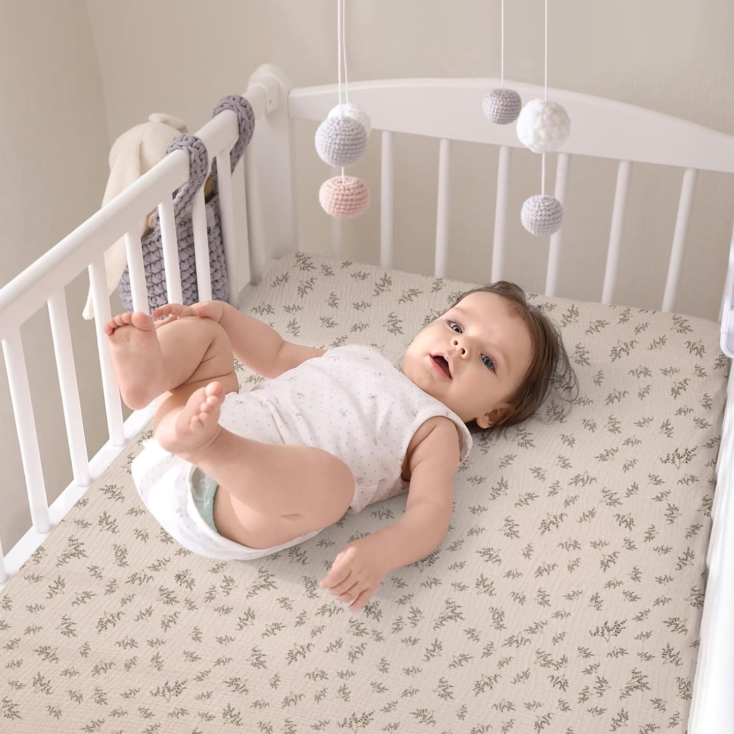 lulumoon Baby Muslin Crib Sheets - Toddler Cotton Fitted Crib Sheets Neutral for Boys and Girls 2Pack