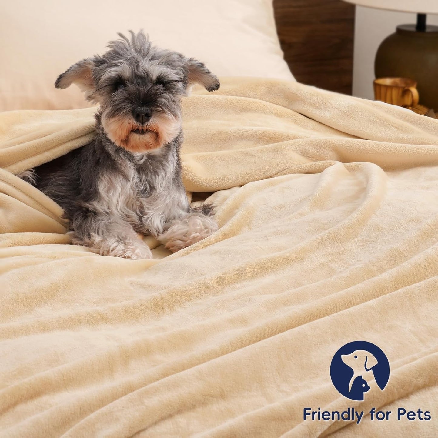 PHF Ultra Soft Fleece Blanket King Size, No Shed No Pilling Luxury Plush Cozy 300GSM Lightweight Blanket for Bed, Couch, Chair, Sofa Suitable for All Season, 108" x 90", Beige