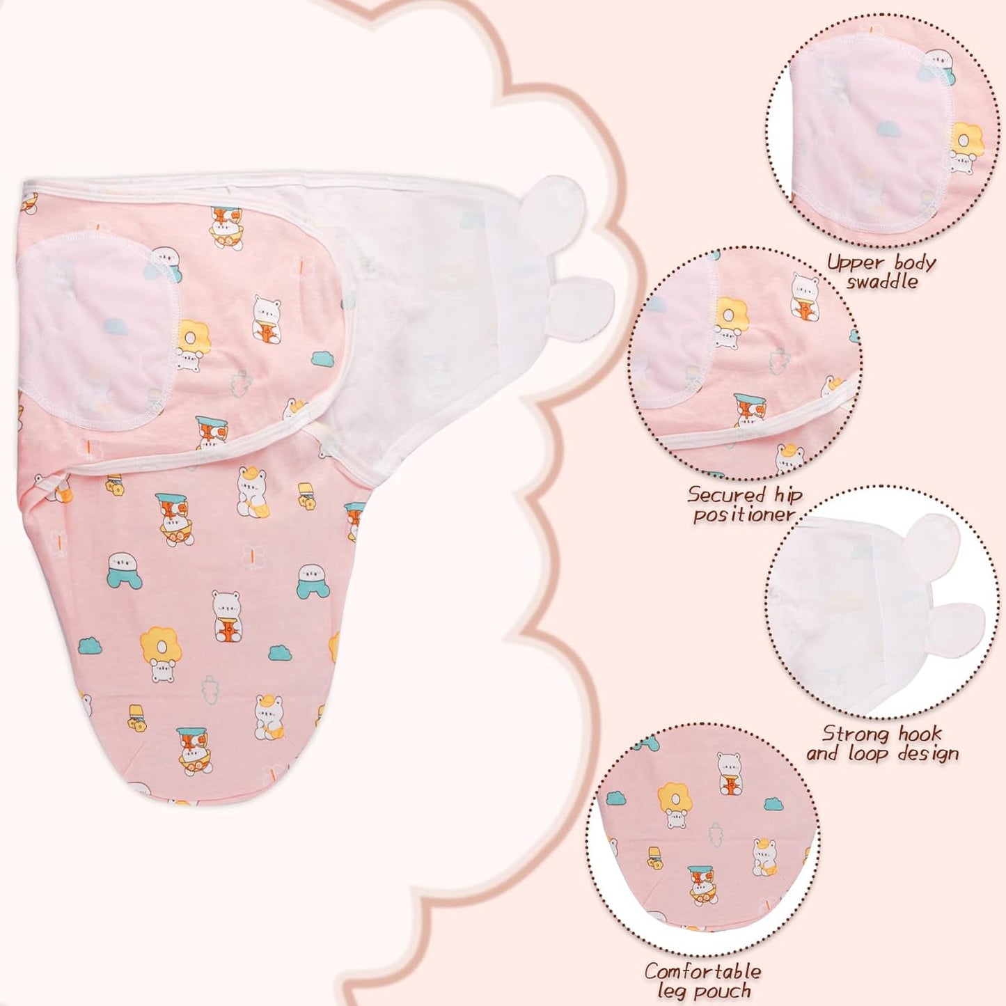 Baby Swaddle Sleep Sacks with Hats for 0-3 Months Baby Swaddle Blanket Wrap Newborn Swaddles Sack for Baby Boy Girl