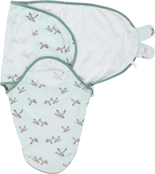 LollyBanks Baby Swaddles, 100% Organic Cotton Swaddle for Newborns Boys and Girls, 3-6 Months Swaddle Sacks with Easy Change Zipper, Newborn Swaddle Baby Registry (Mallard Duck Print)