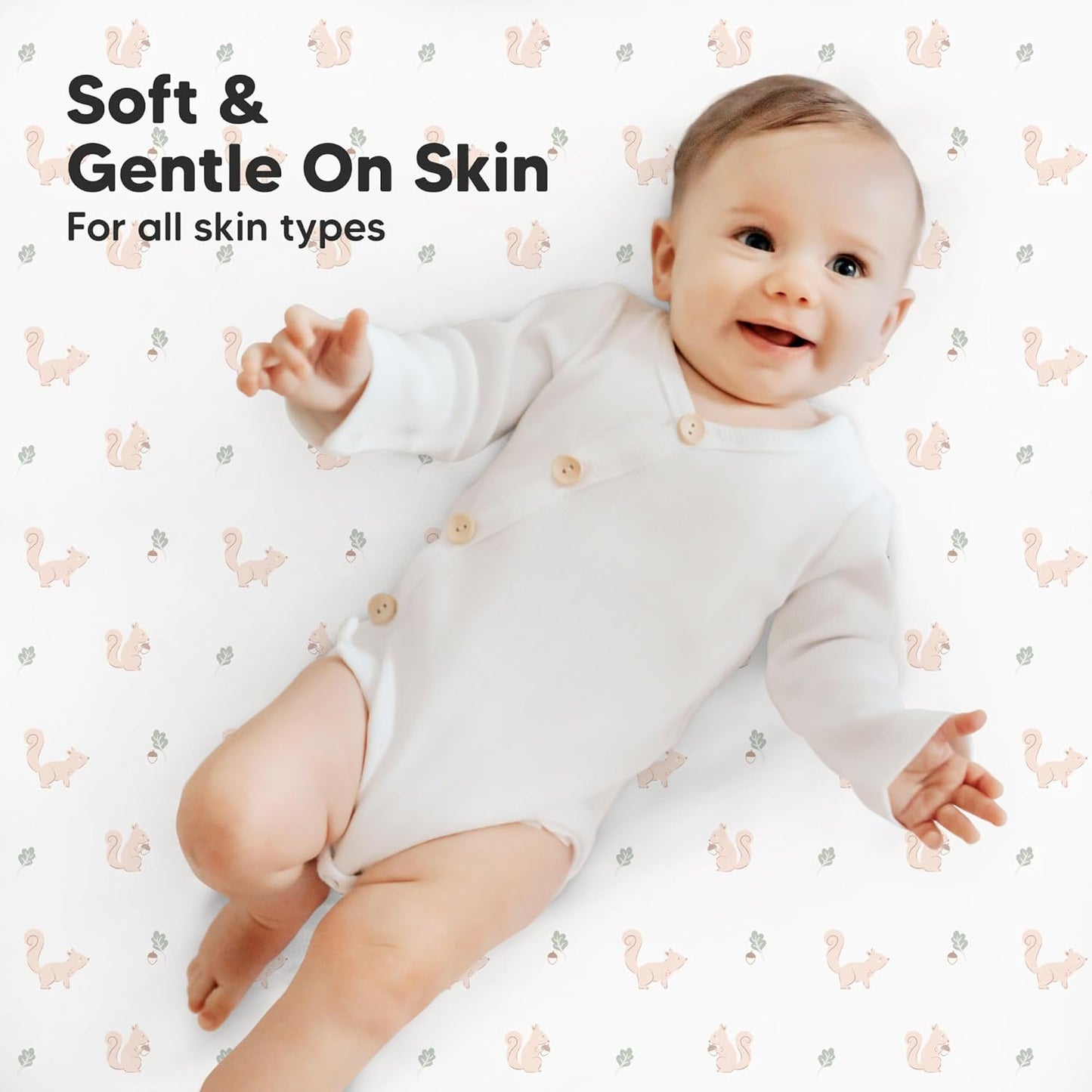 2-Pack Mini Crib Sheets Fitted - 38x26 Pack N Play Sheets for Pack and Play Mattress, Organic Cotton, Soft & Breathable Playard Bedding, Neutral Mini Toddler Bed Cover for Boys, Girls (Nibbles/Bruce)