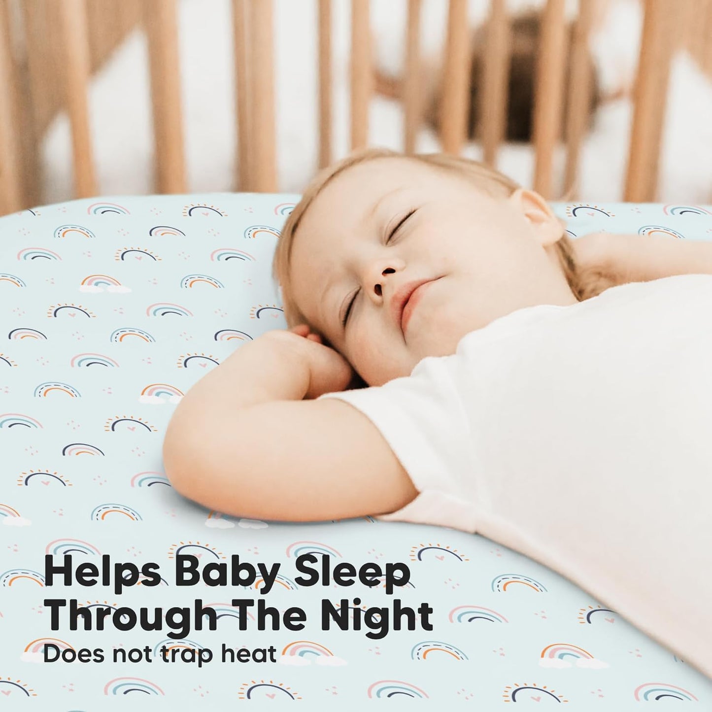 KeaBabies 2-Pack Baby Crib Sheets for Boys, Girls - 52x28 Viscose Derived from Bamboo Toddler Bed Sheets Neutral, Fitted Crib Mattress Cover for Standard Baby Bedding, Soft & Cozy (Jolly Rainbow)