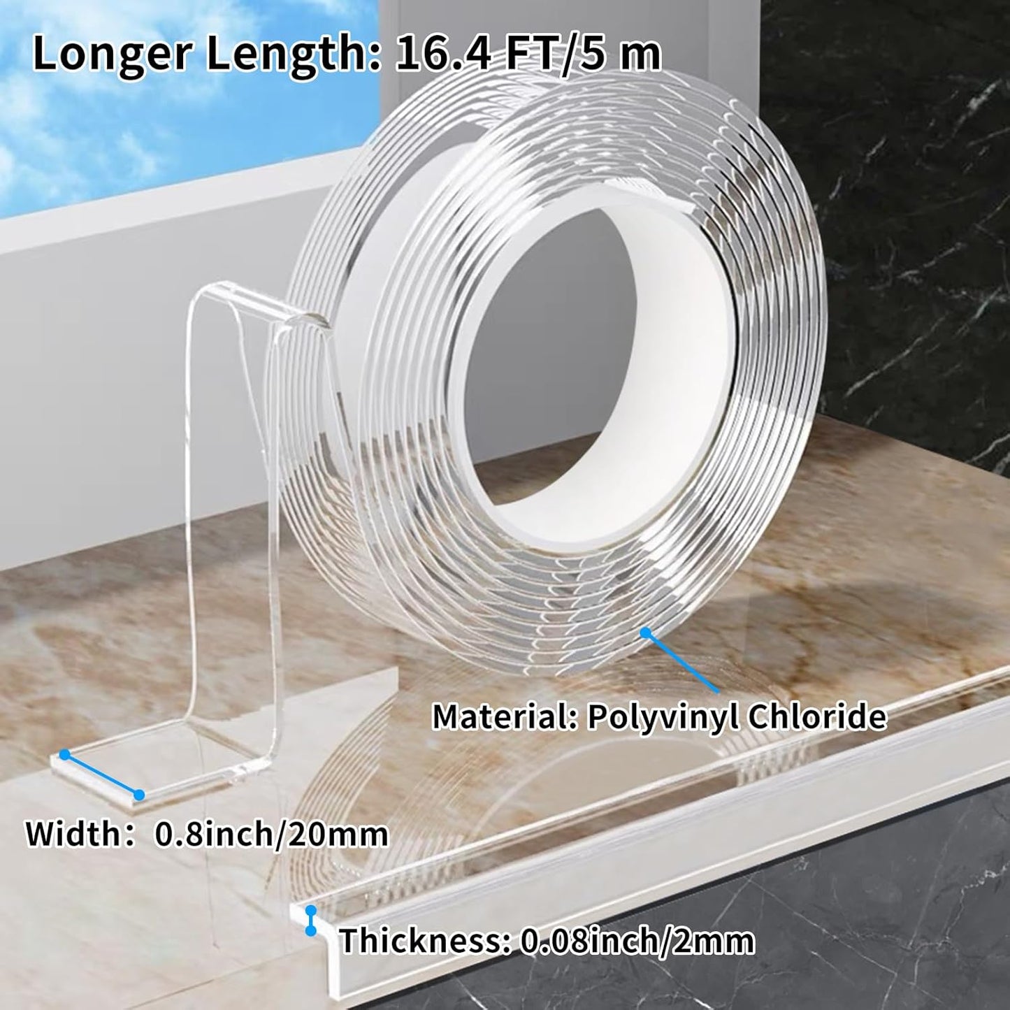 0.8 in x 16.4 FT,Edge Corner Protector Baby Proofing with 6 Corners,Soft Clear Furniture Table Corner Guard & Edge Safety Cabinet Door Bumper,Crib Bumpers,Window Sill Protector,Wall Protector