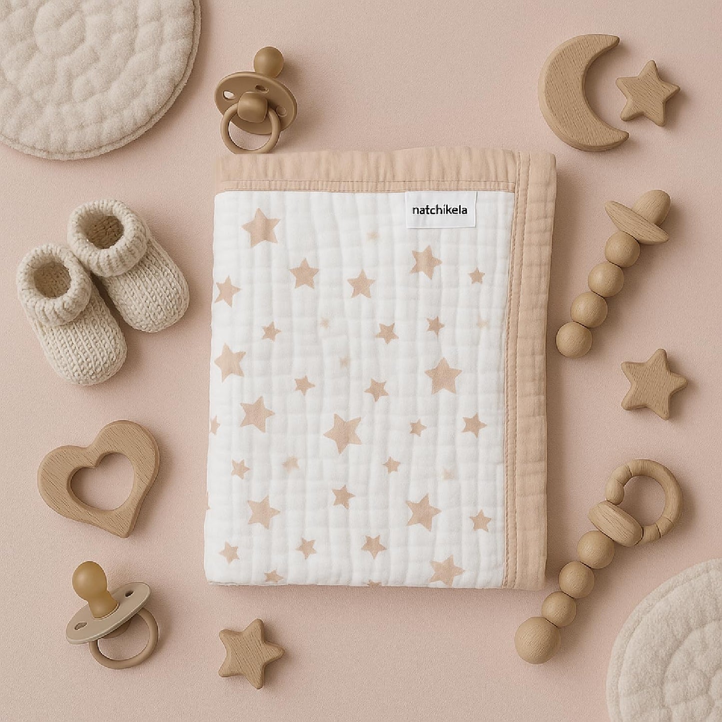 Organic Cotton Muslin Baby Blanket for Boys and Girls - Luxurious Soft Toddler Quilt for Swaddling - Gender Neutral Blankets Makes a Great Neutral Star