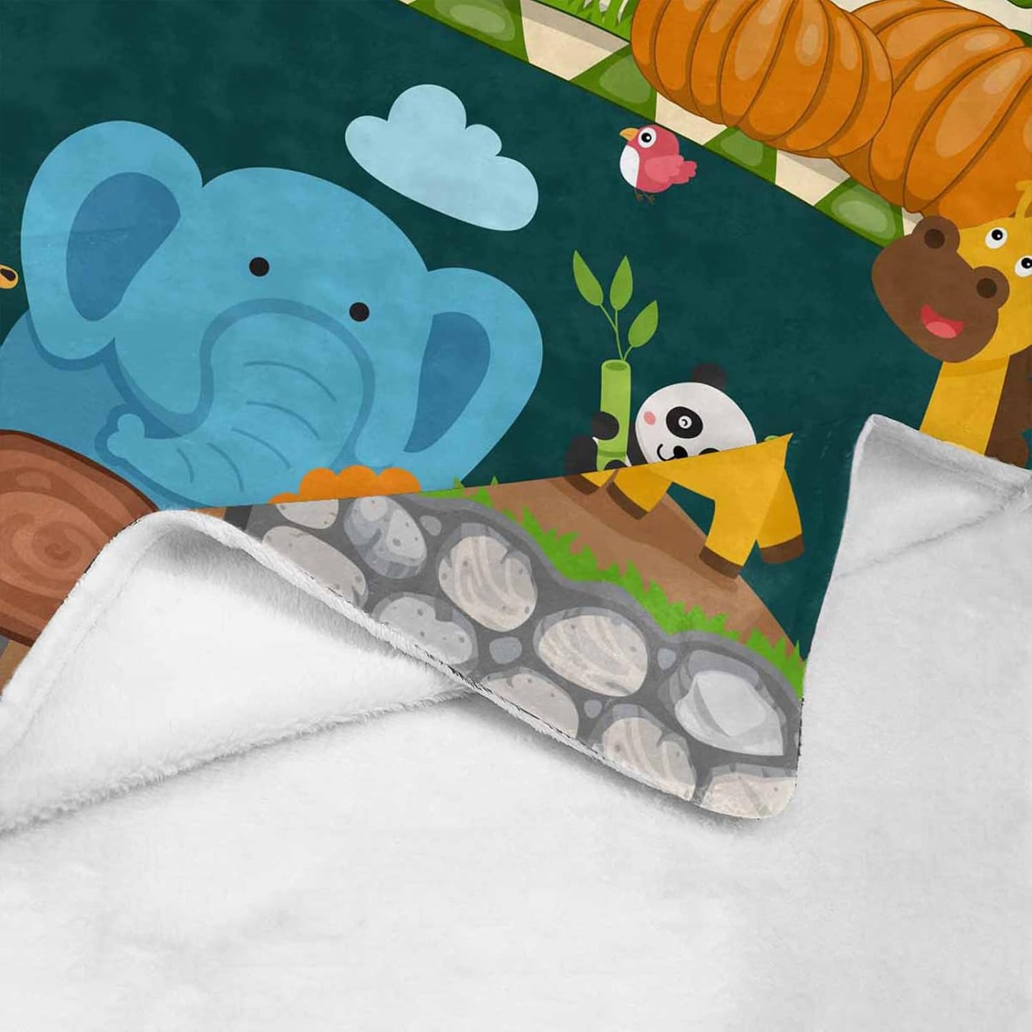 Personalized Cute Animals Name Blanket, Custom Monogram Name Blankets Elephant Monkey Toddler Boy Soft Flannne Swaddling Blankets Customized Memorial Gift for Infant Newborn Shower