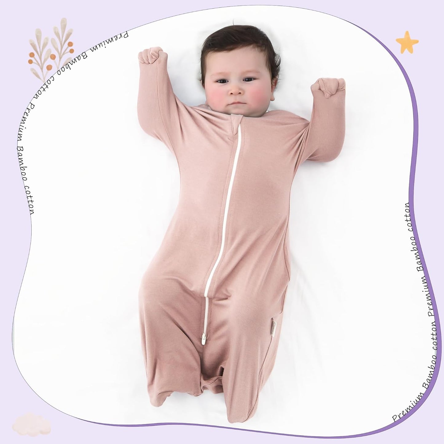 PuppyPaws Baby Sleep Sack, Transition Swaddle, Sleep Sack 6-9 Months, Wearable Blanket Baby with 2-Way Zipper, Swaddles for Newborns Summer, 95% Rayon derived from Bamboo, 5% Spandex