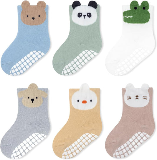 Baby Non Slip Ankle Socks with Grippers for 0 Months-7 Years Old Walking Socks