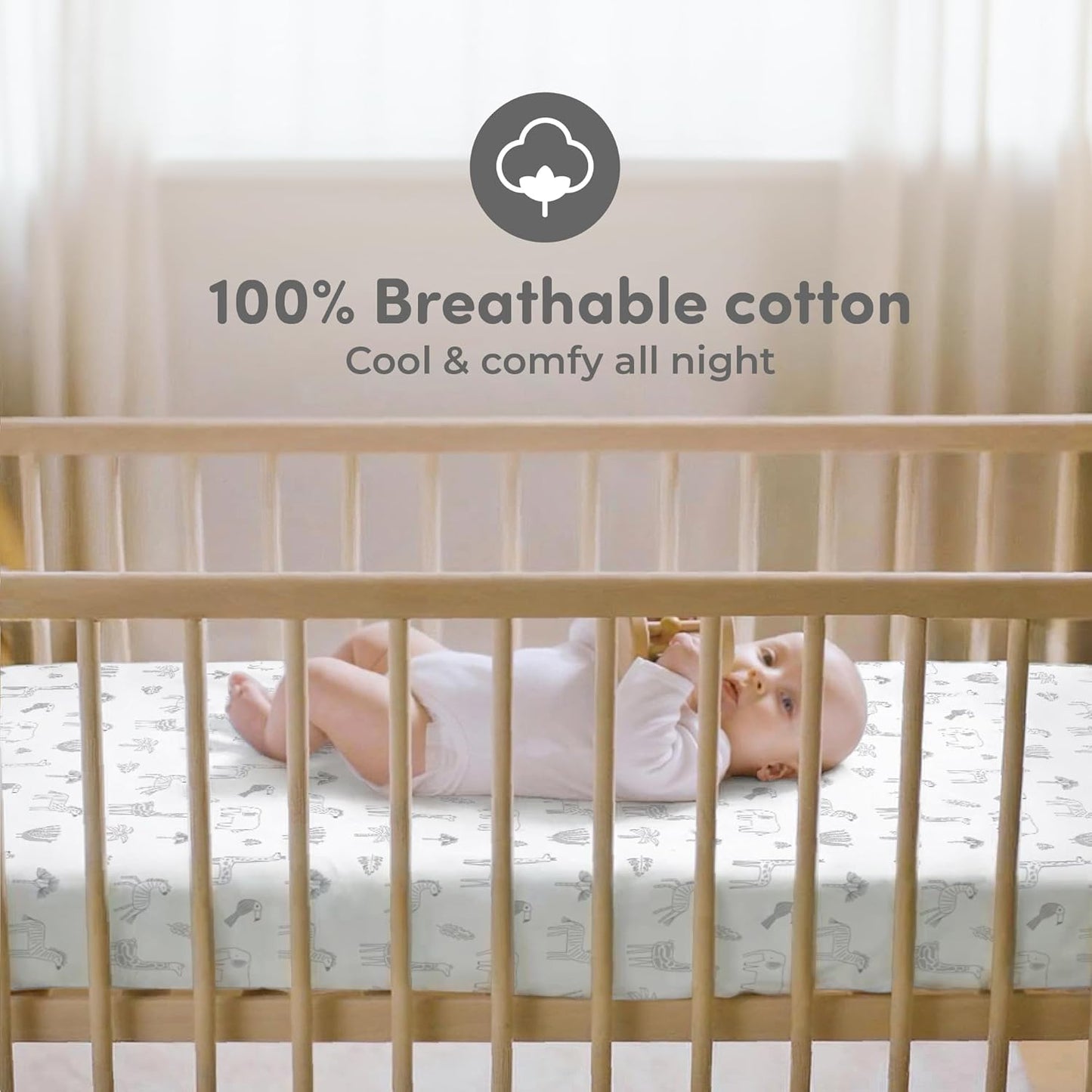 Sweety Fox 2-Pack Crib Sheets - Soft Jersey Cotton Fitted Sheets for Boys and Girls, Mini Crib Sheets, Toddler Bed Sheets (Savanna)