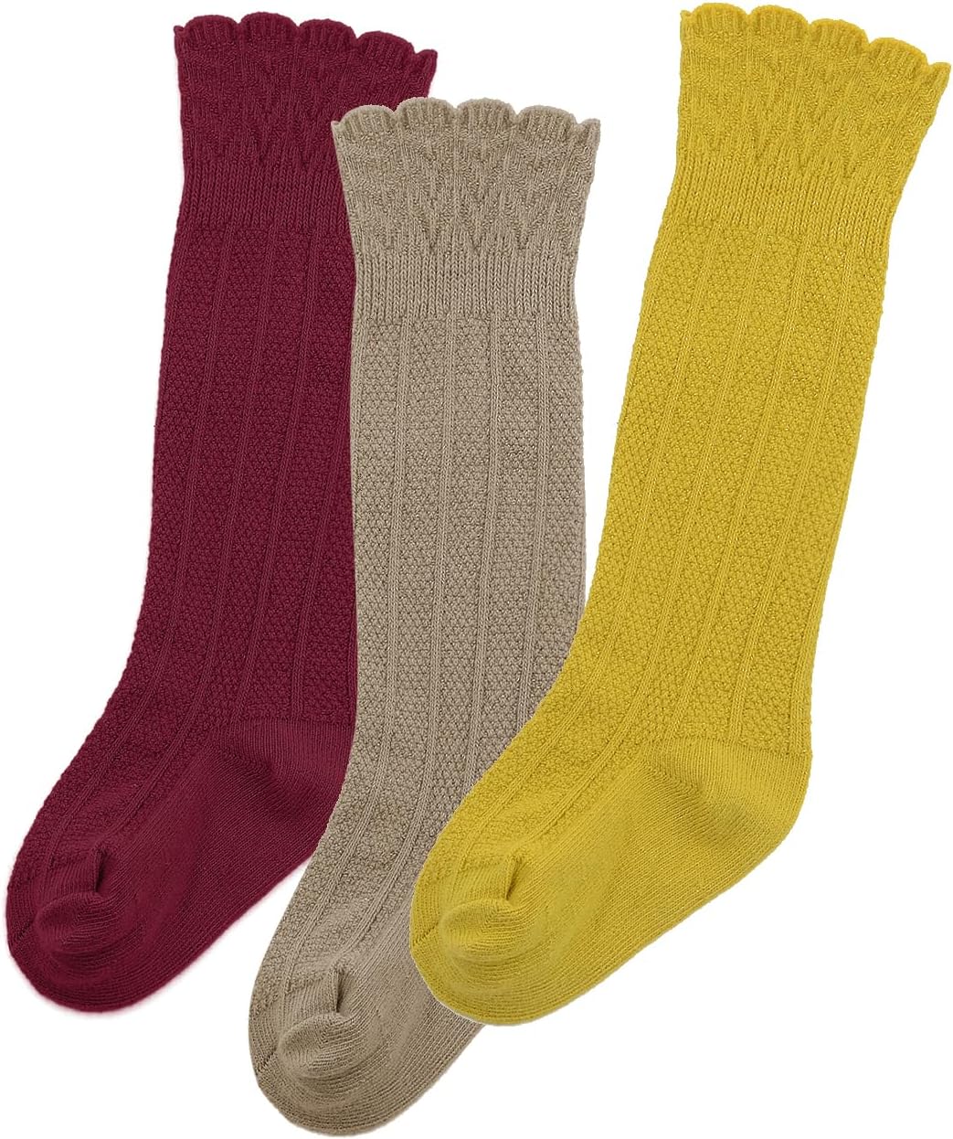 Zando Baby Knee High Socks - Infant to Toddler, Cotton Ruffle Socks, Warm Girls & Boys Long Stockings, 3-6 Pairs