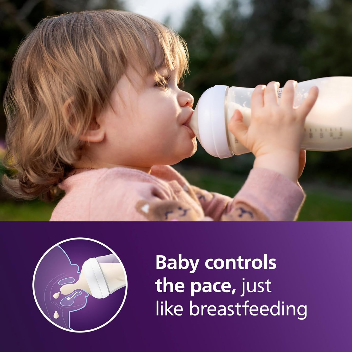 Philips Avent Natural Baby Bottles with Natural Response Nipples (Fast Flow, Flow 4), 11oz, 4-Pack, SCY906/04