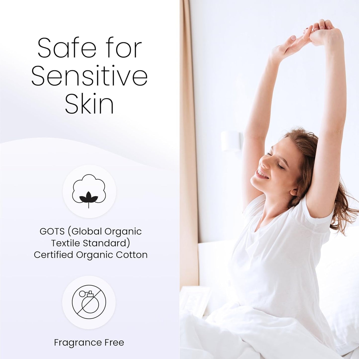 Hooga Grounding Sheet, Organic Fitted Grounded Sheet for Improved Sleep, Pain Relief - Earth Connected Bedding 78”x80”x15” King Size, Pure Silver Fiber and Cotton, Grounding Cord Included. Off White